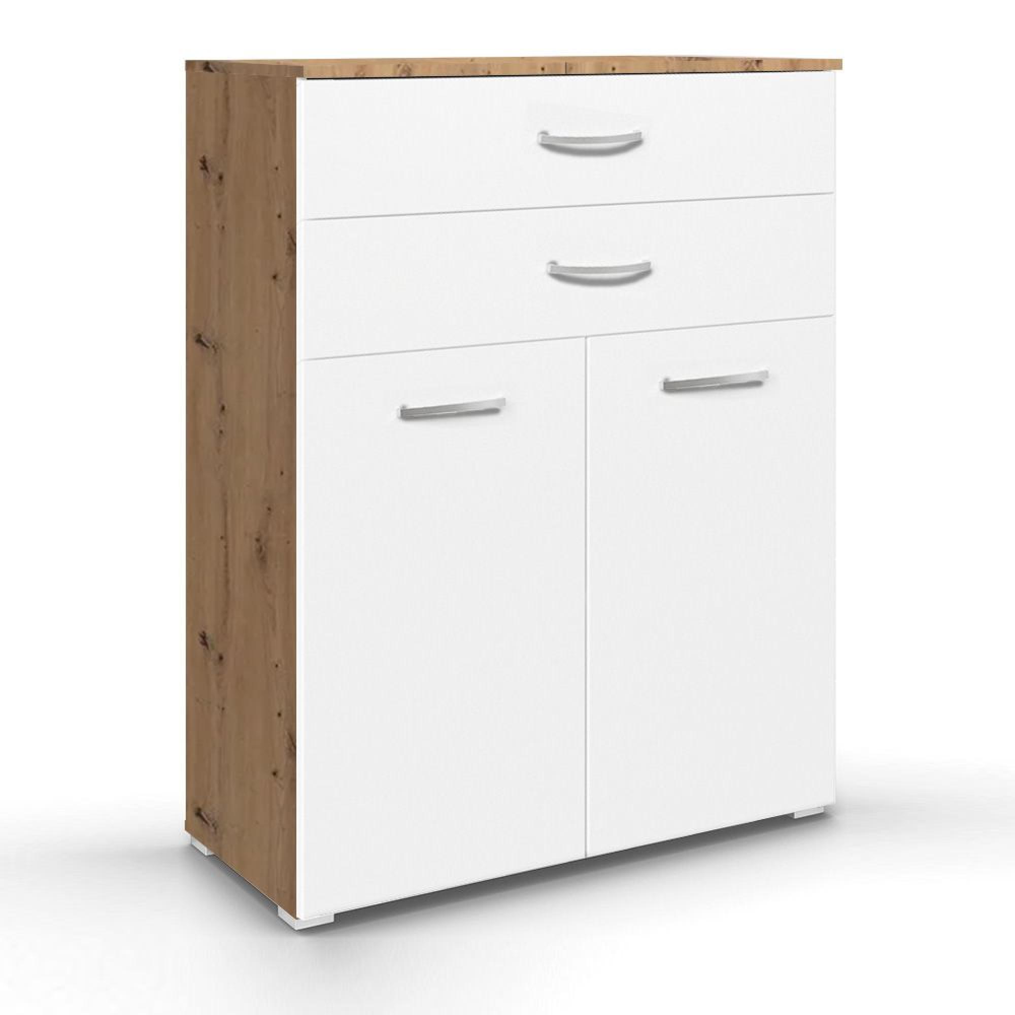 Rauch Aditio 2 Door Cupboard with 2 Top Drawer - Artisan Oak and Alpine White