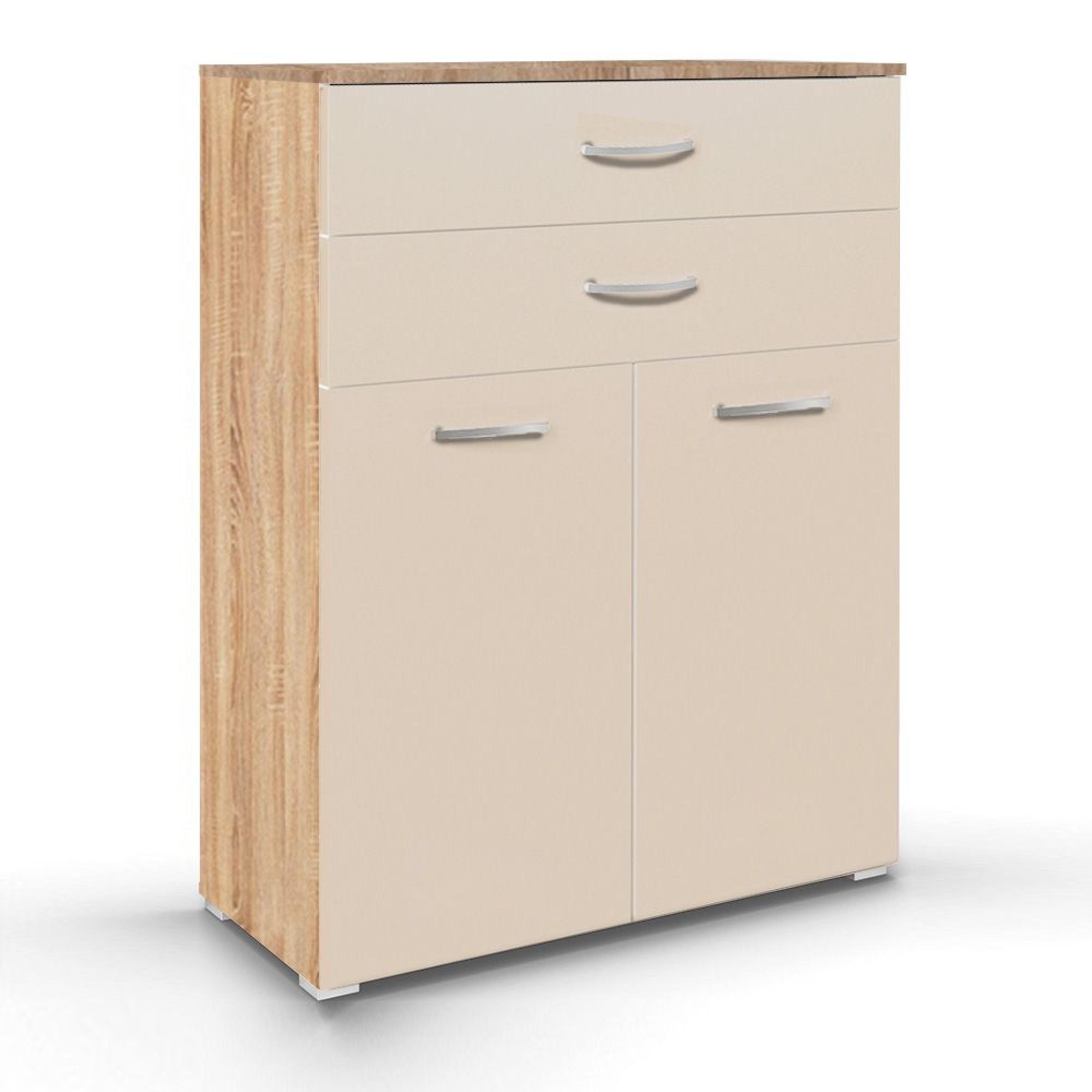 Rauch Aditio 2 Door Cupboard with 2 Top Drawer - Sonoma Oak and Champagne