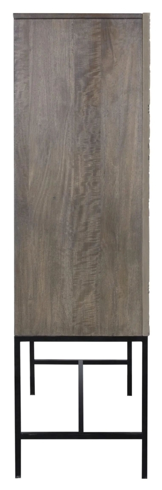 Sahara Black Washed Carved Mango Wood 2 Door Hall Cabinet
