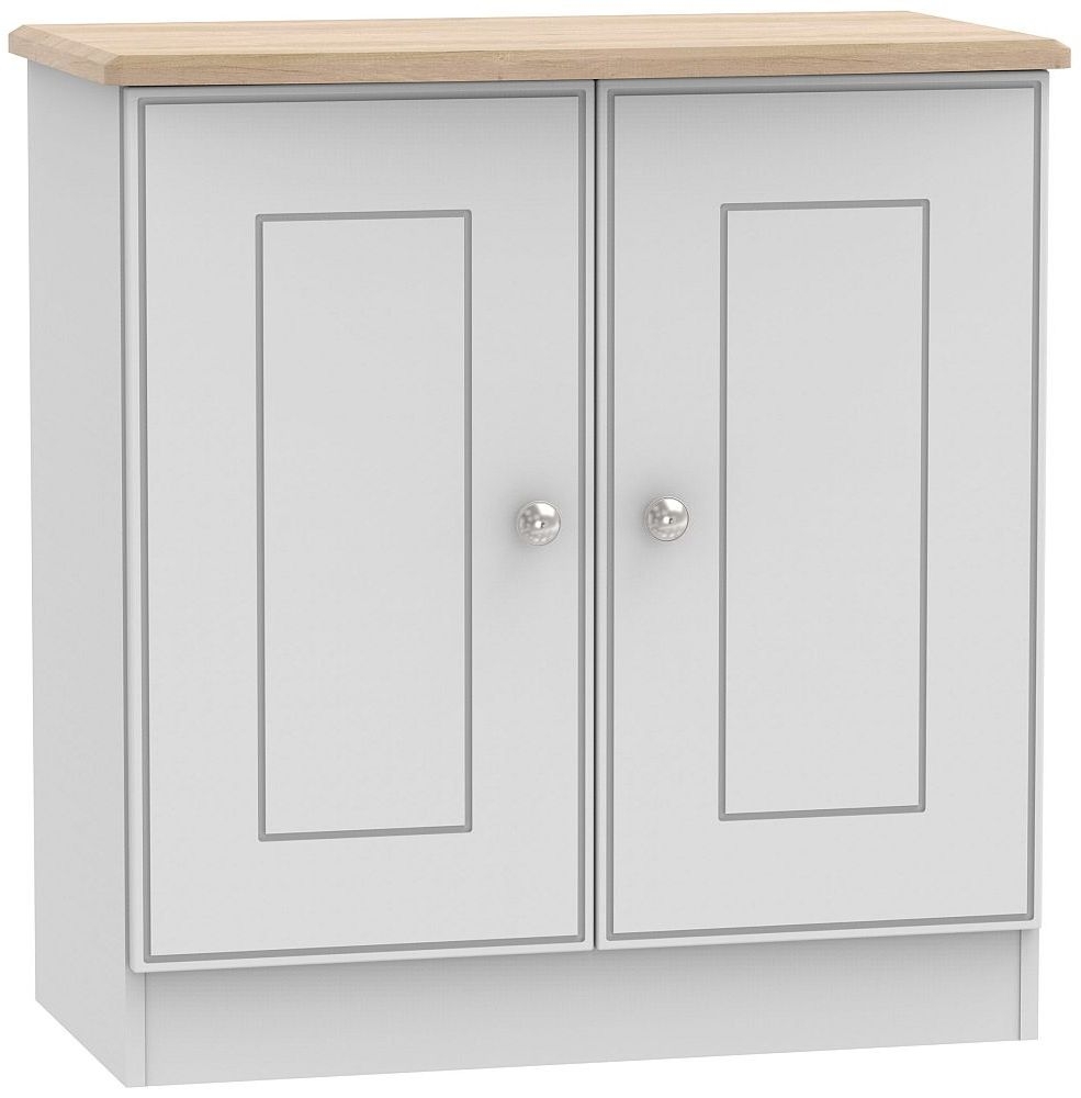 Victoria Grey and Riviera Oak 2 Door Hall Cabinet 