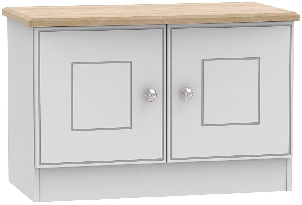 Victoria Low Cabinet - 2 Door - Grey and Riviera Oak