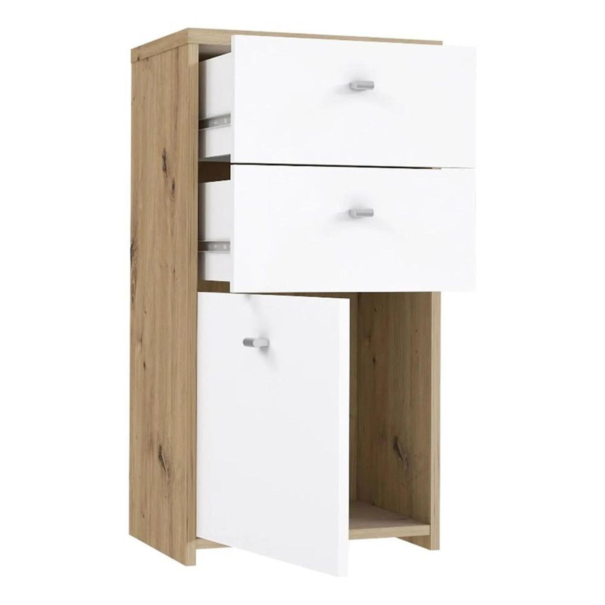 Best Cabinet - 1 Door - 2 Drawer - Oak and White