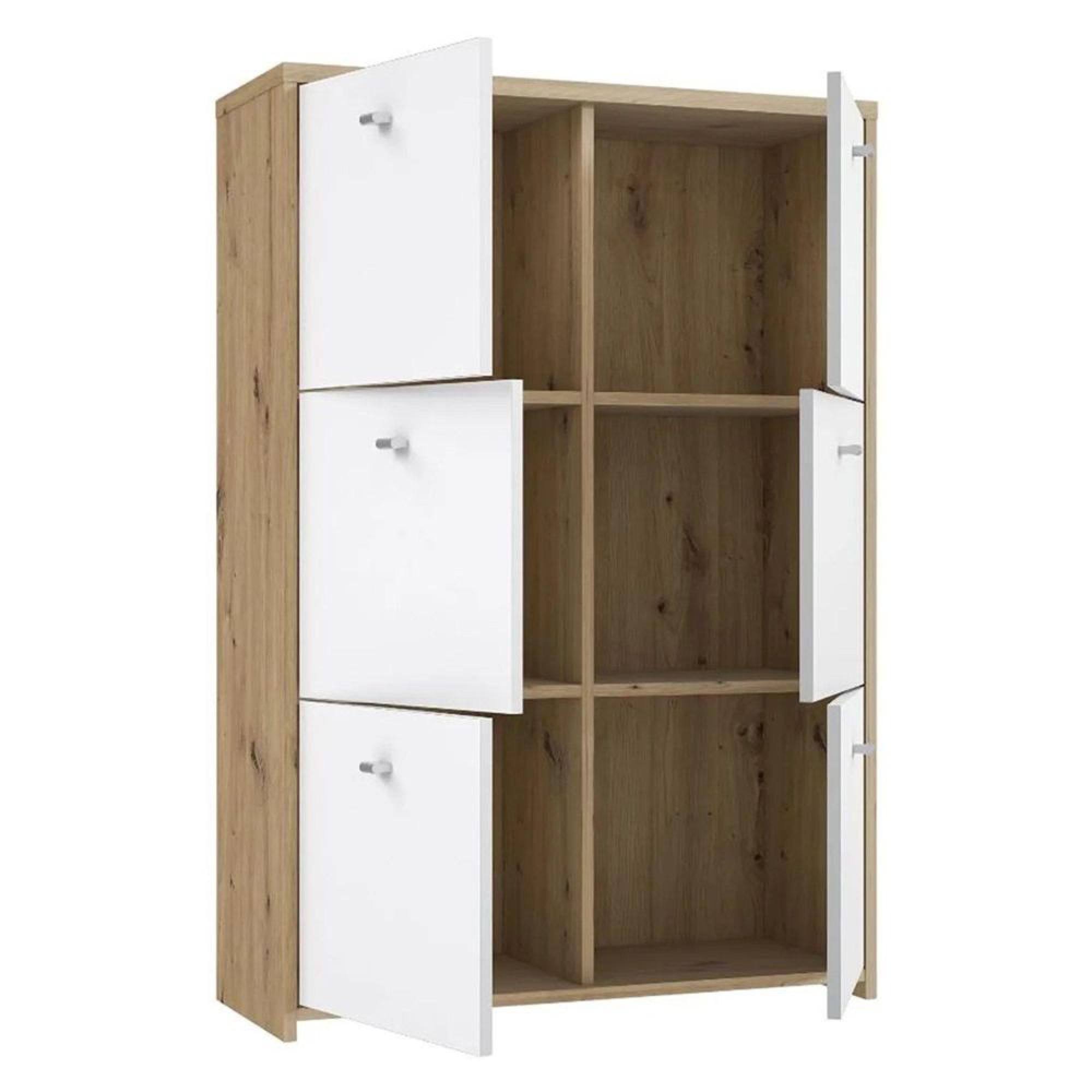 Best Hall Cabinet - 6 Door - Oak and White