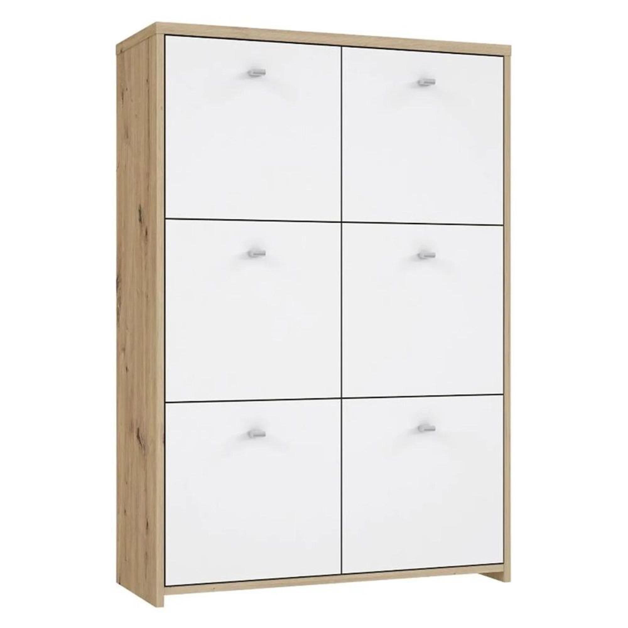 Best Hall Cabinet - 6 Door - Oak and White