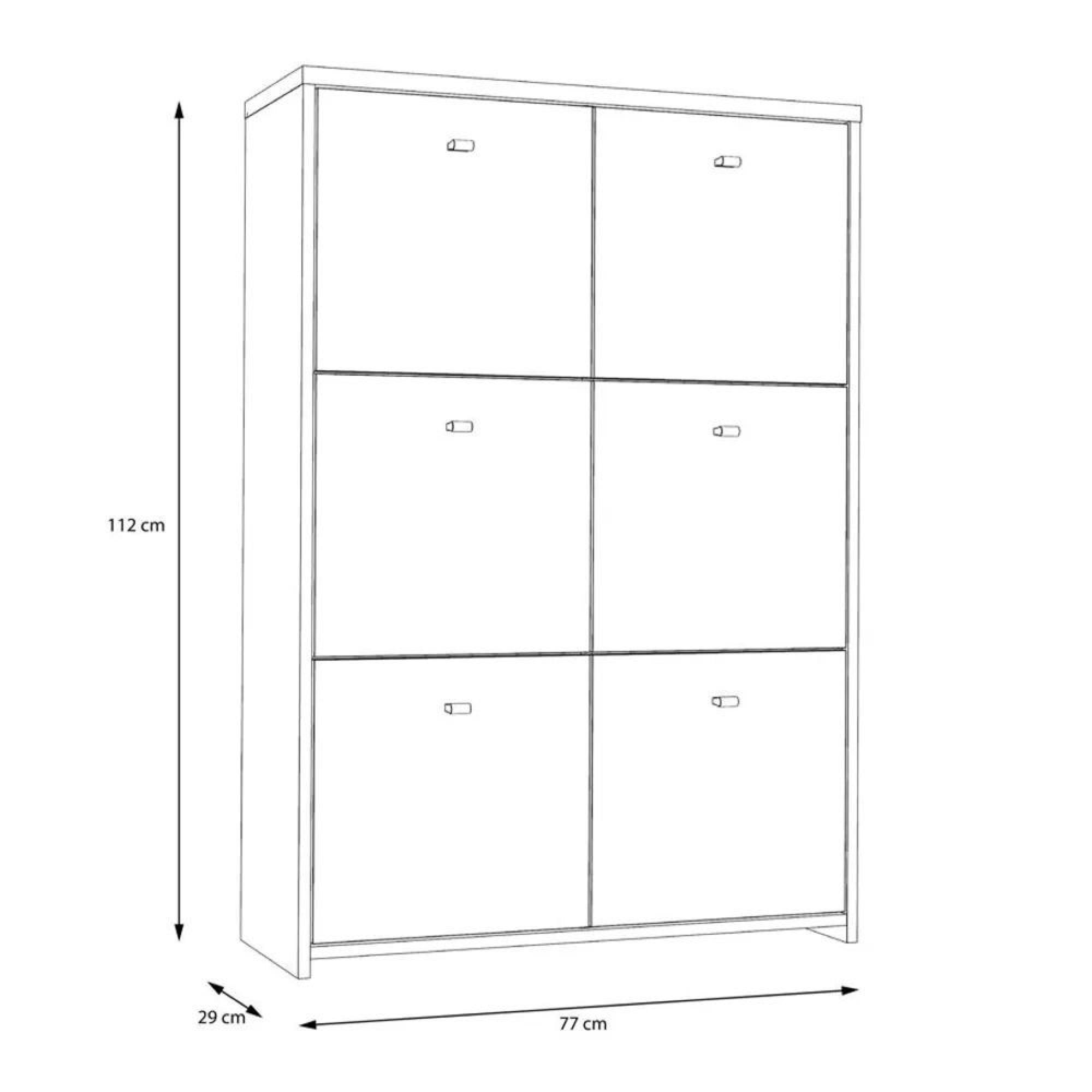 Best Hall Cabinet - 6 Door - Oak and White