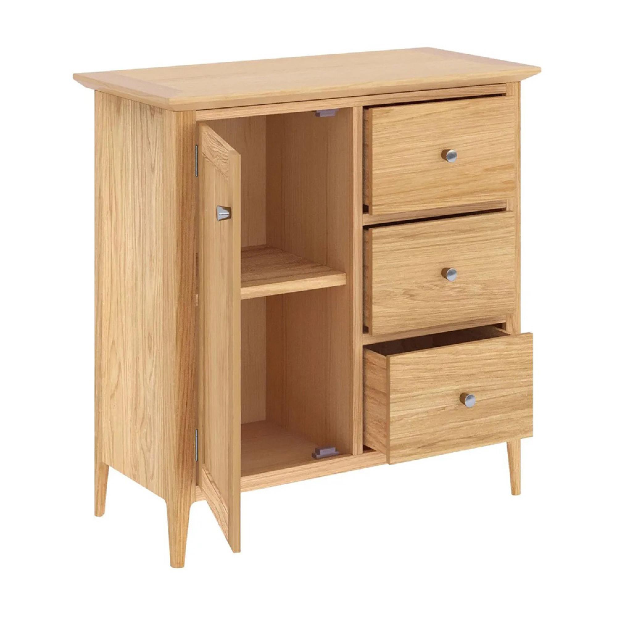 Selene Oak 1 Door 3 Drawer Hall Cabinet