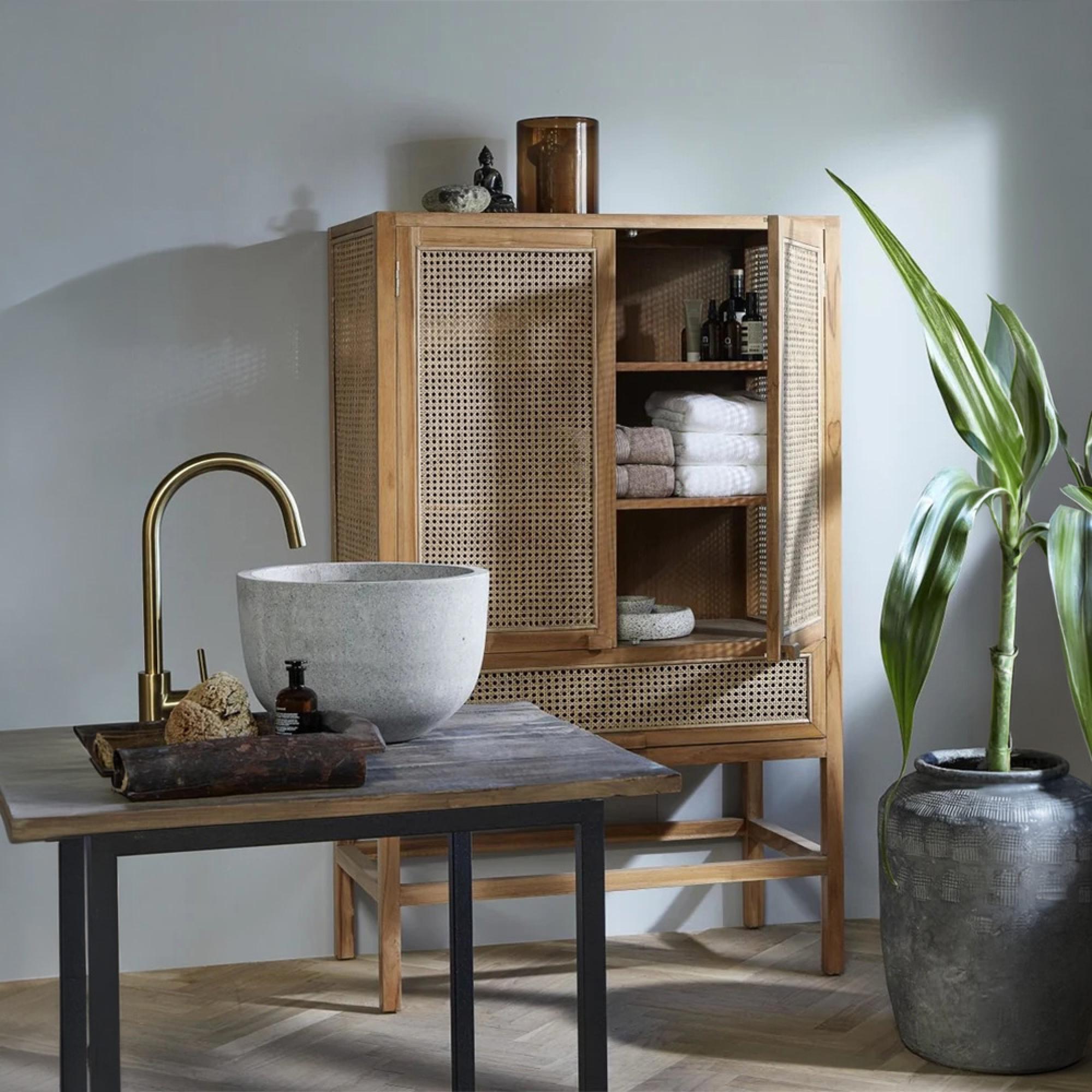 Merge Hall Cabinet - Tall - 2 Door - Natural - Rattan