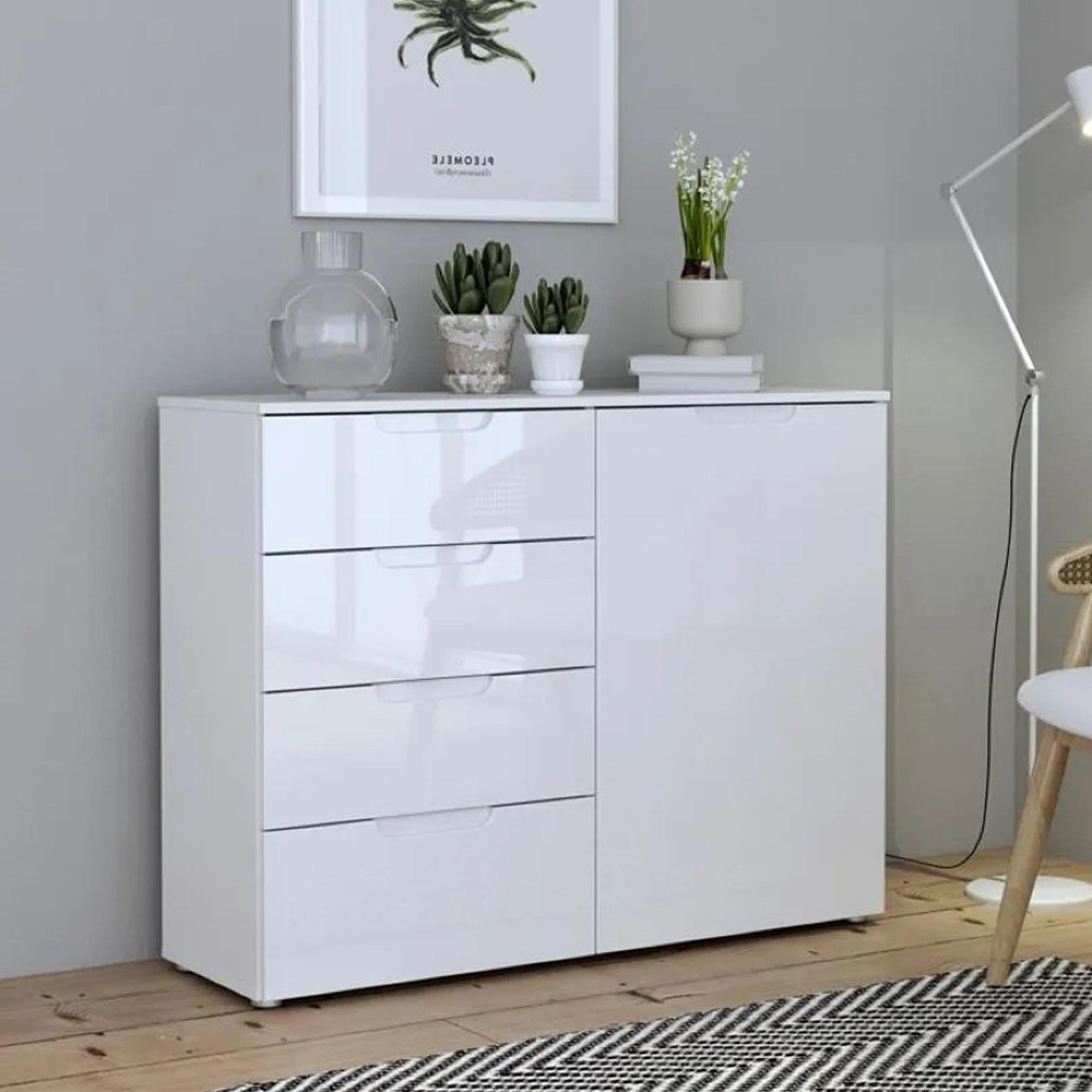 Sienna Cabinet - 1 Door - 4 Drawer - White Gloss