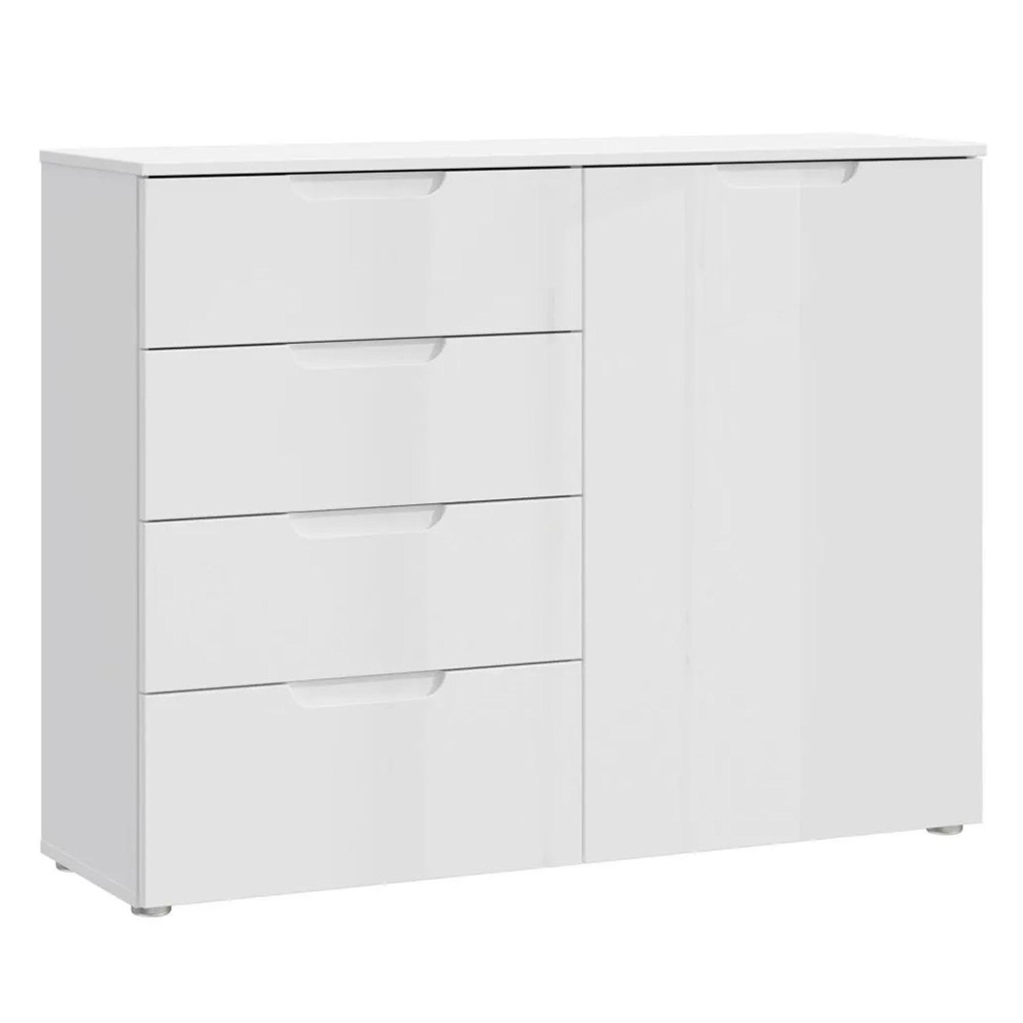 Sienna Cabinet - 1 Door - 4 Drawer - White Gloss