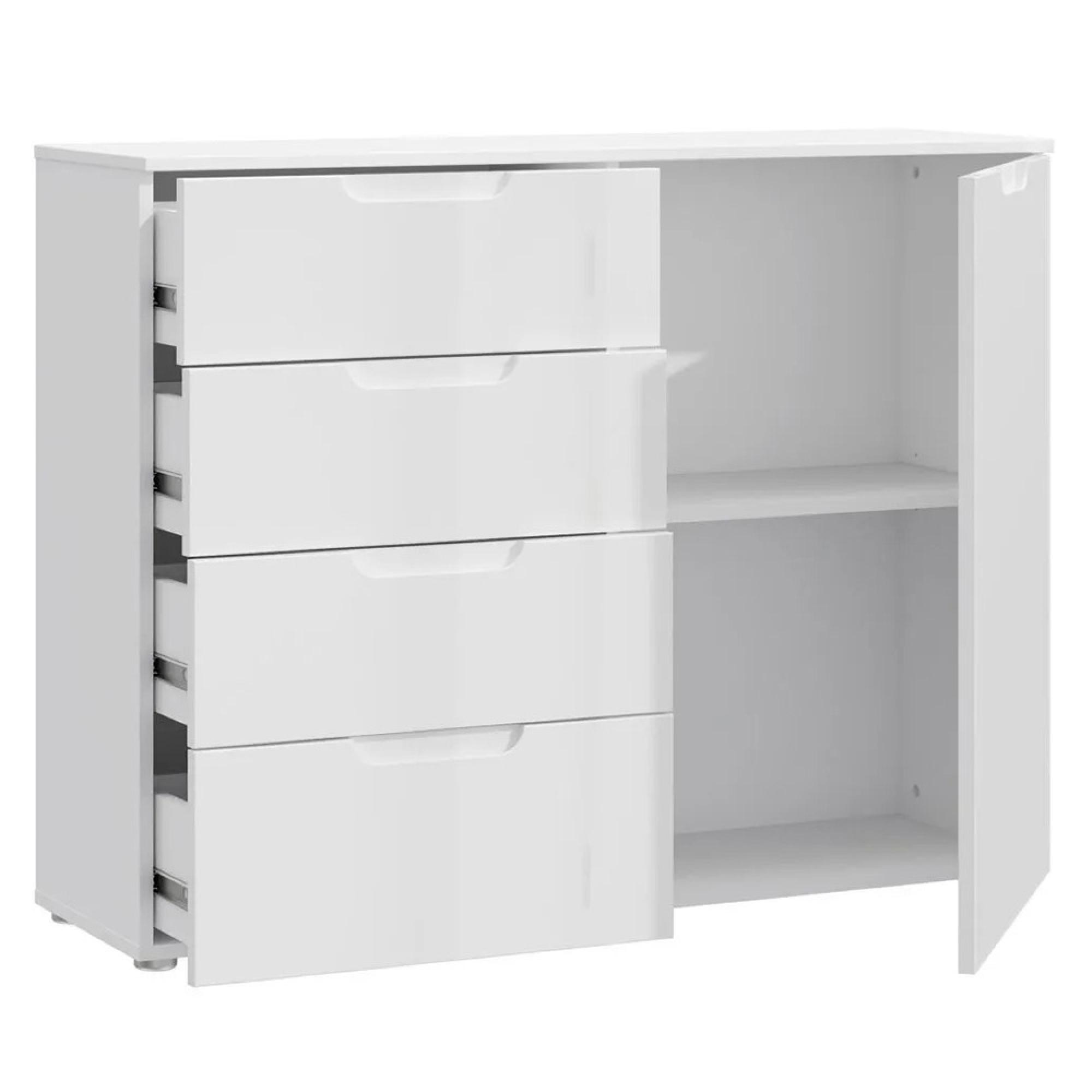 Sienna Cabinet - 1 Door - 4 Drawer - White Gloss