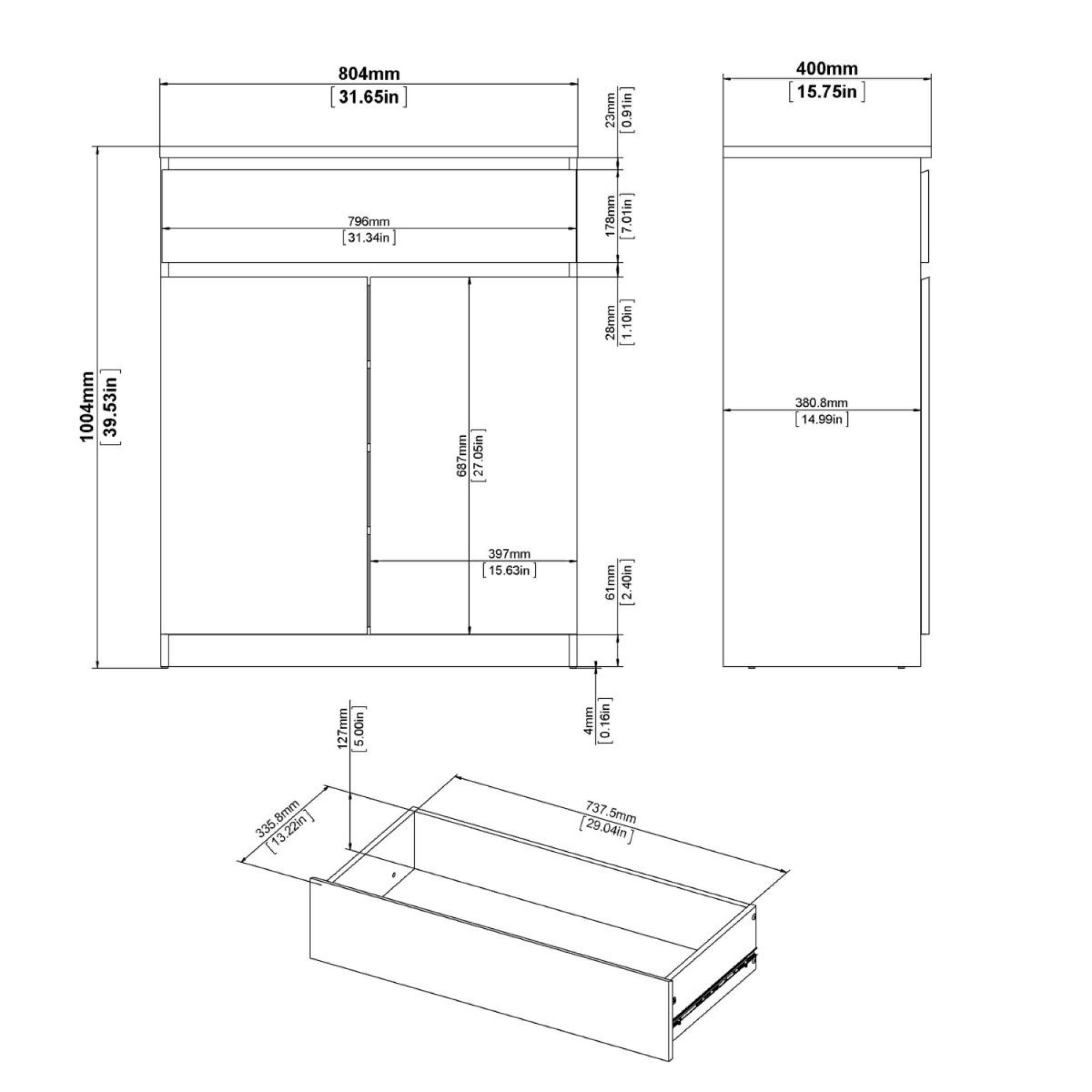 Naia Cabinet - 2 Door - Black