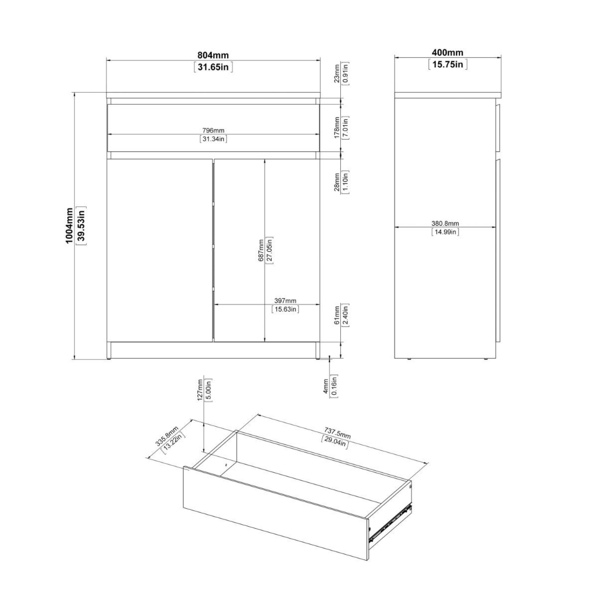 Naia Cabinet - 2 Door - White Gloss
