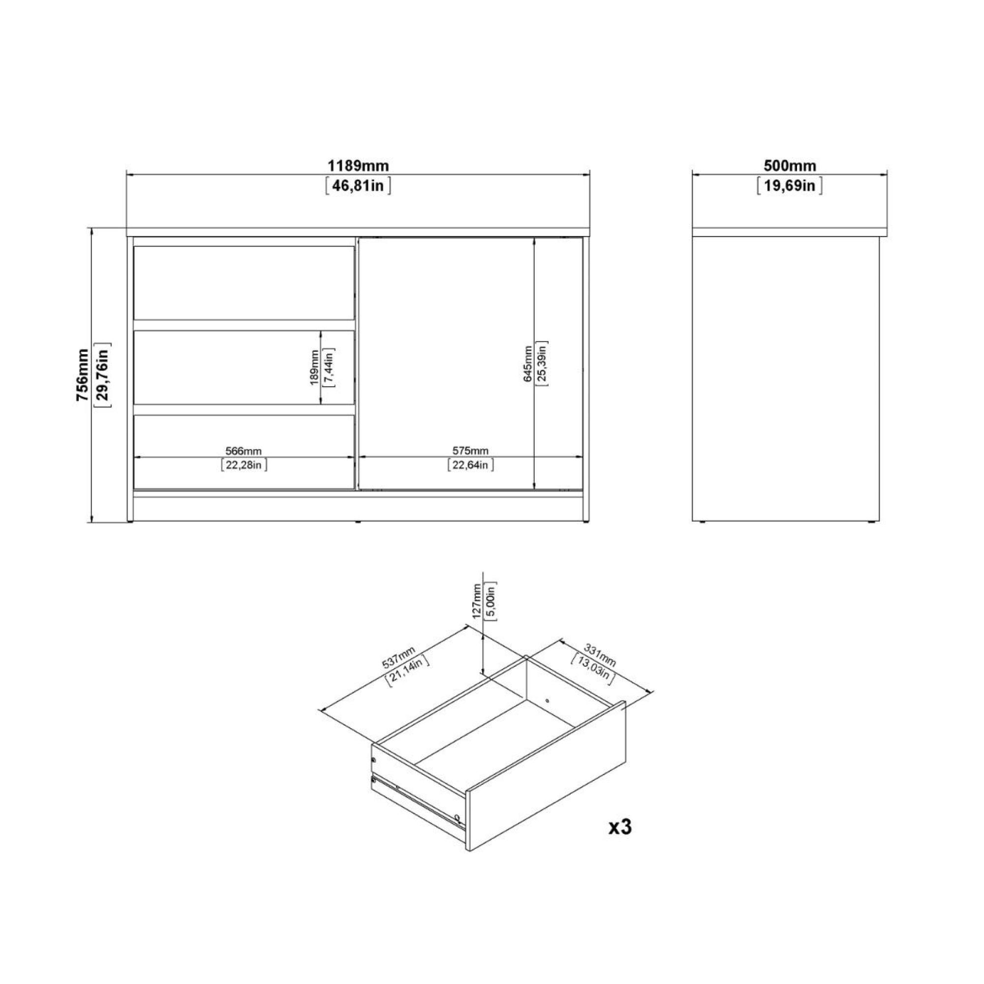 Naia Cabinet - Sliding Door - Oak