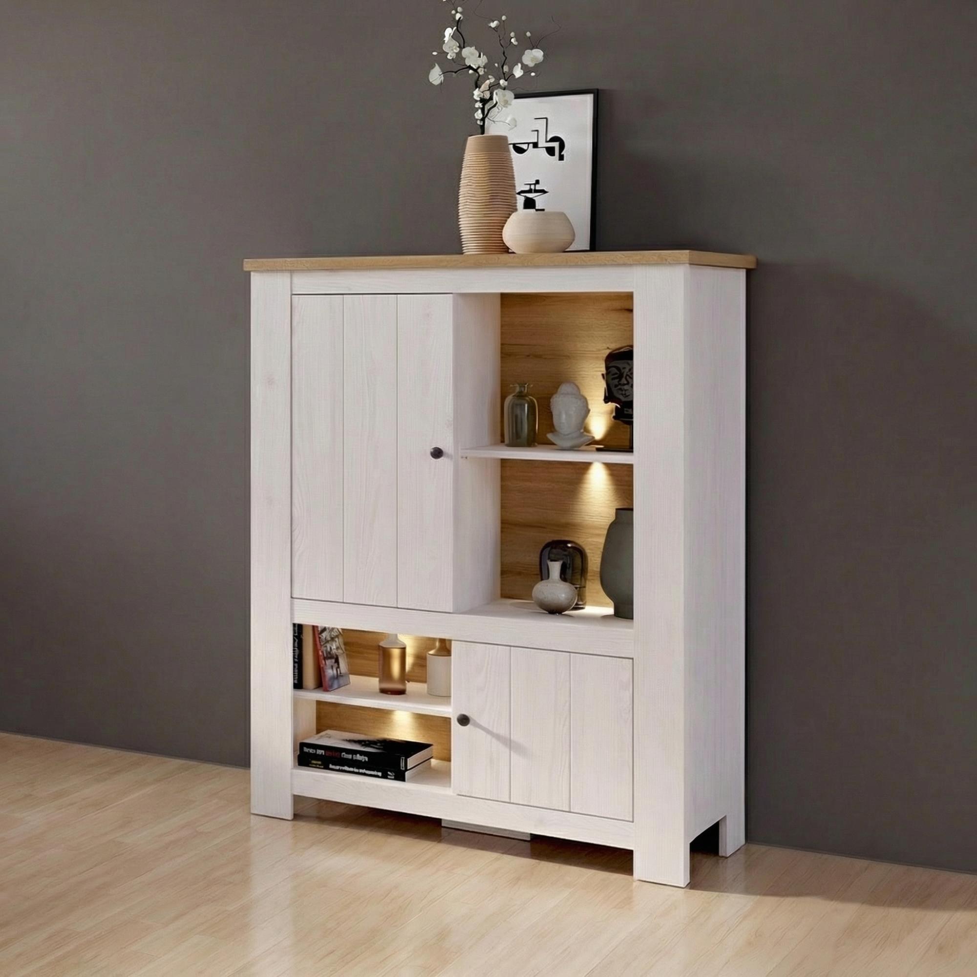 Celesto Cabinet - 2 Door - Low - White