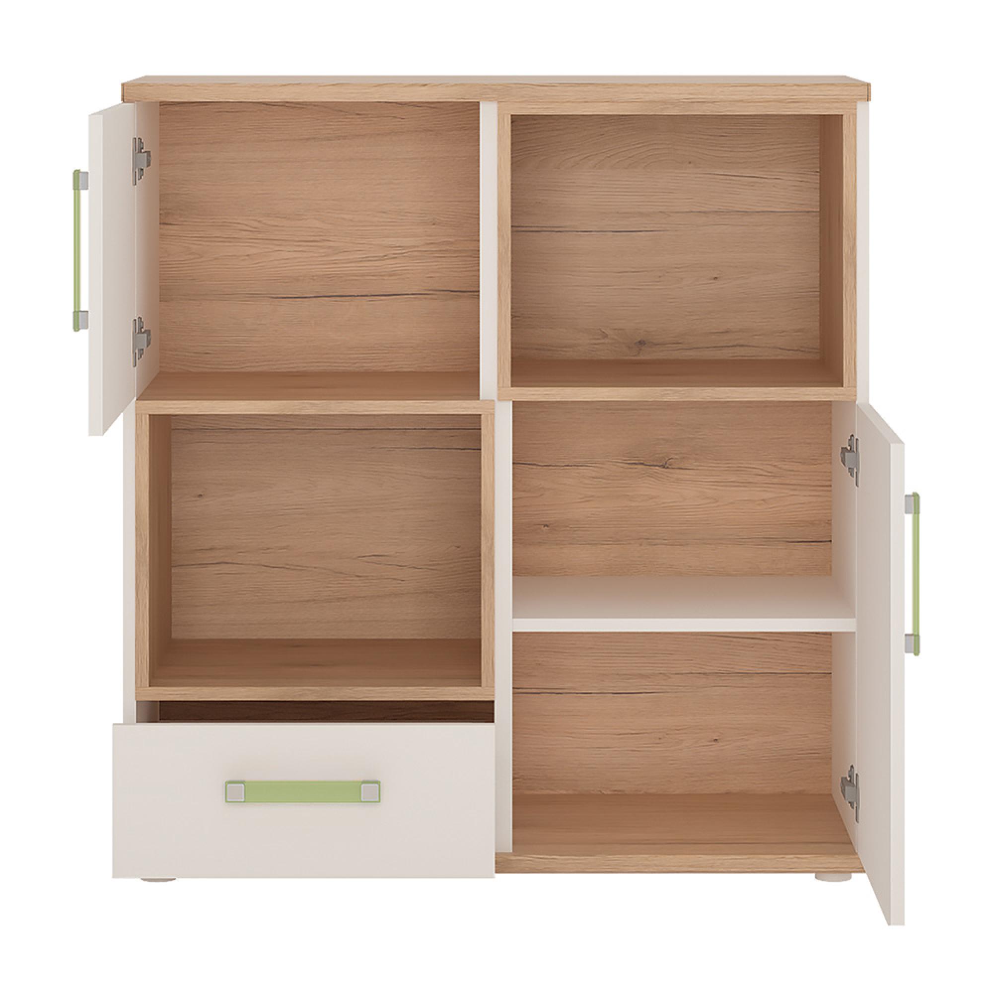 4Kids Cabinet - 2 Door - Lemon Handle - White and Oak
