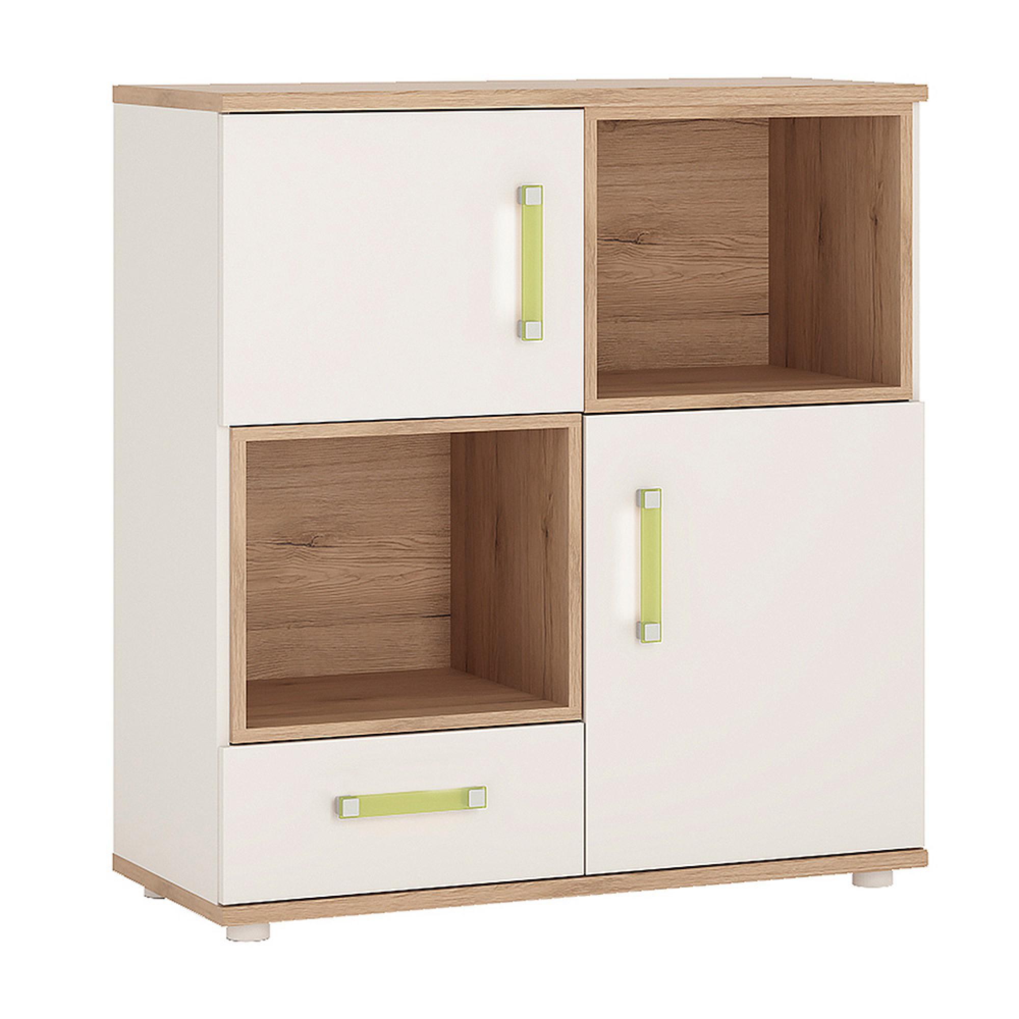 4Kids Cabinet - 2 Door - Lemon Handle - White and Oak