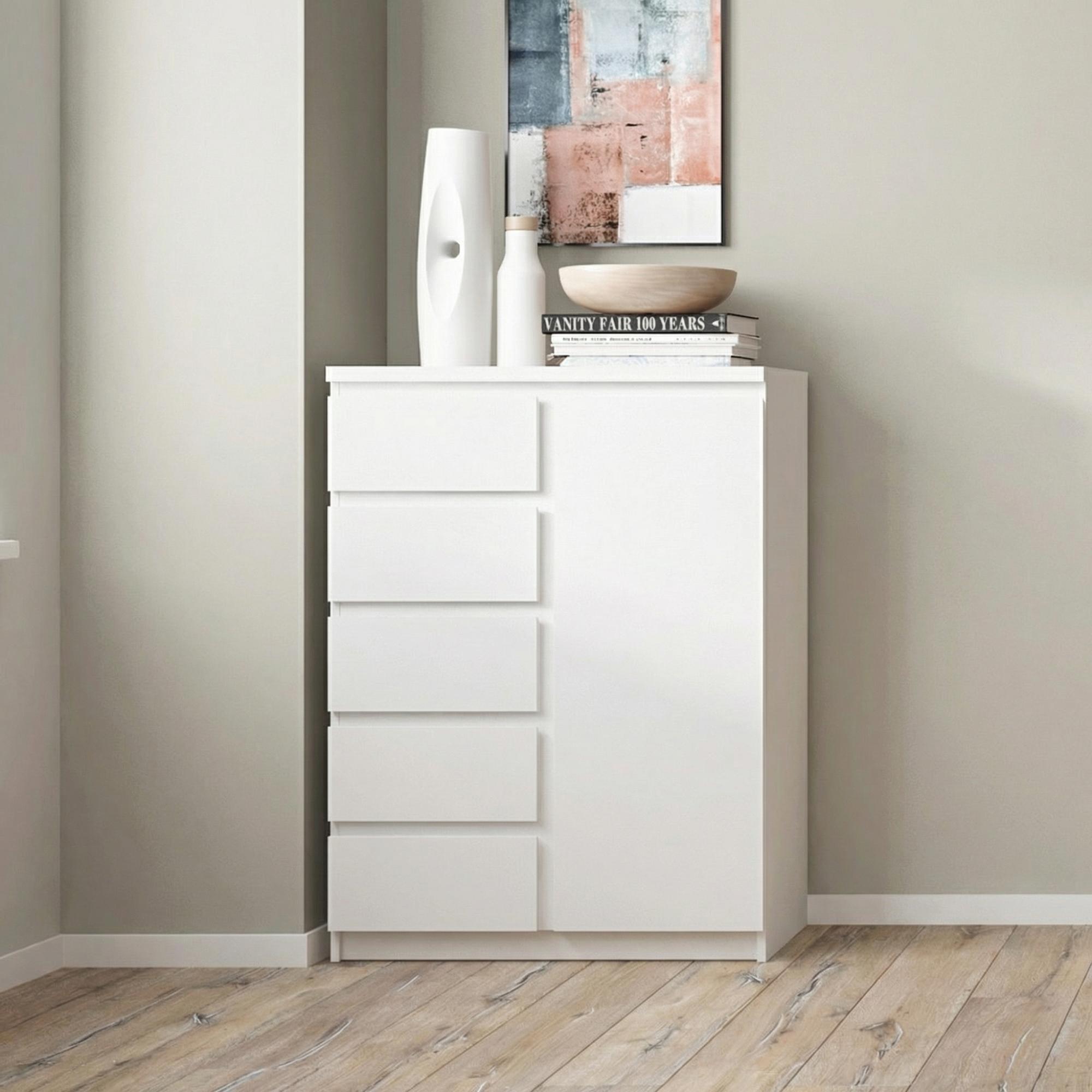 Fribo Cabinet - 1 Door - 5 Drawer - White