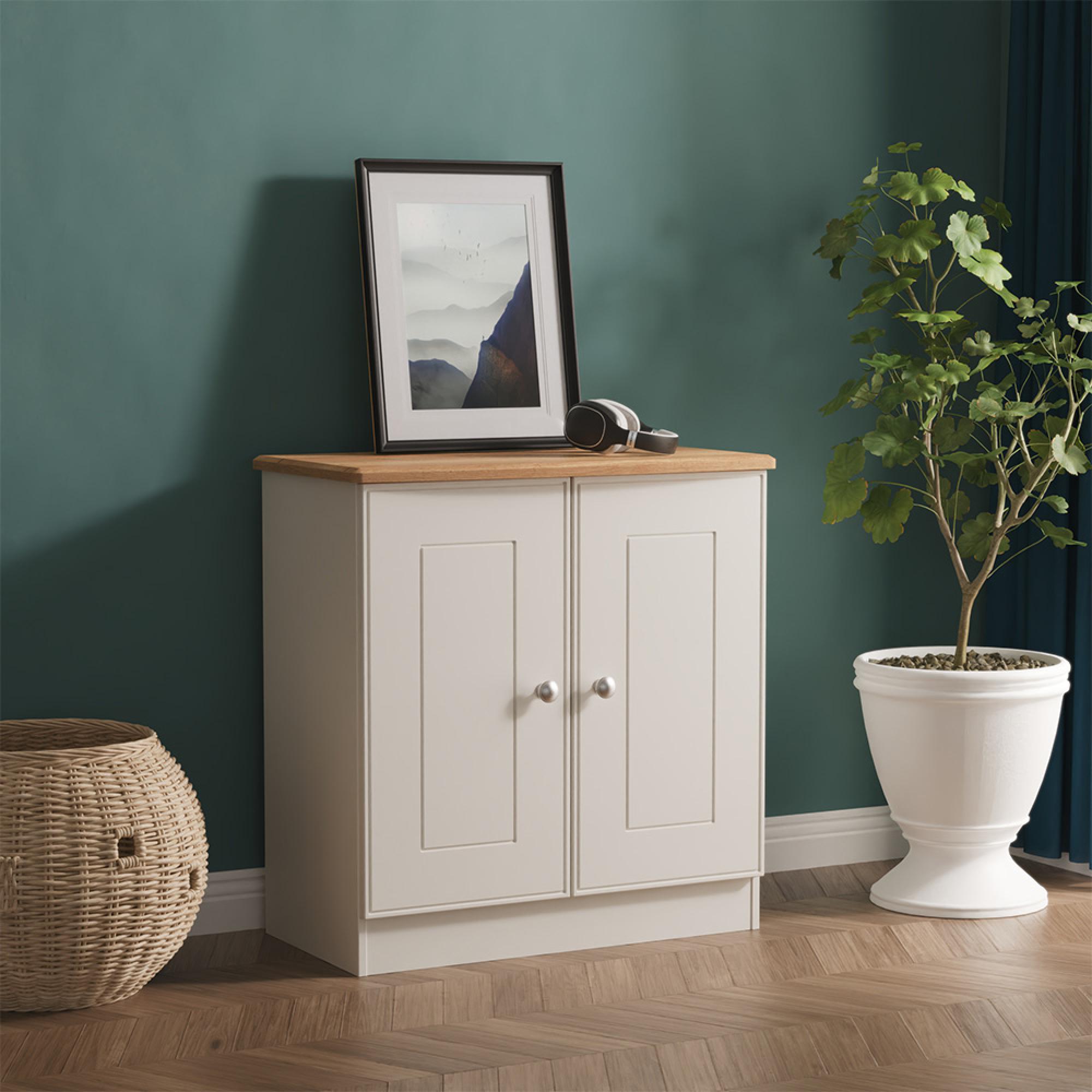 Victoria Hall Cabinet - 2 Door - Grey and Riviera Oak