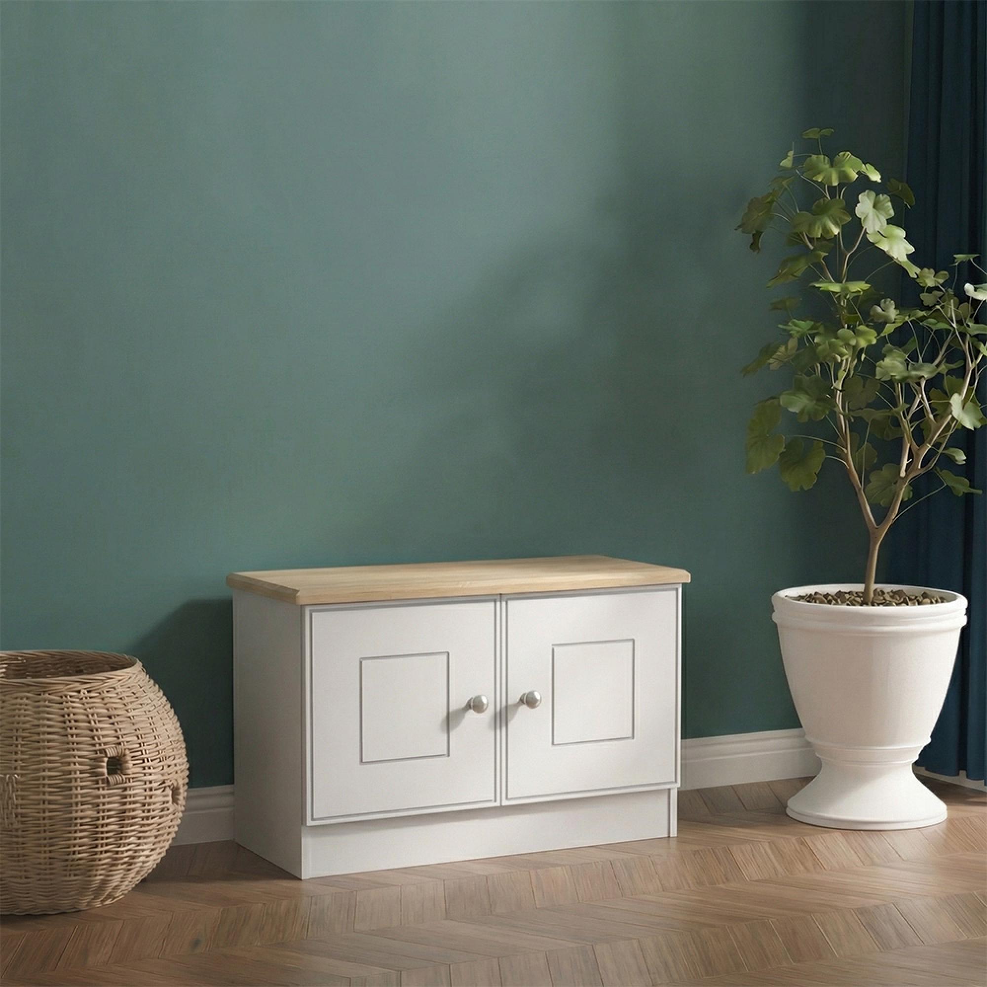 Victoria Low Cabinet - 2 Door - Grey and Riviera Oak