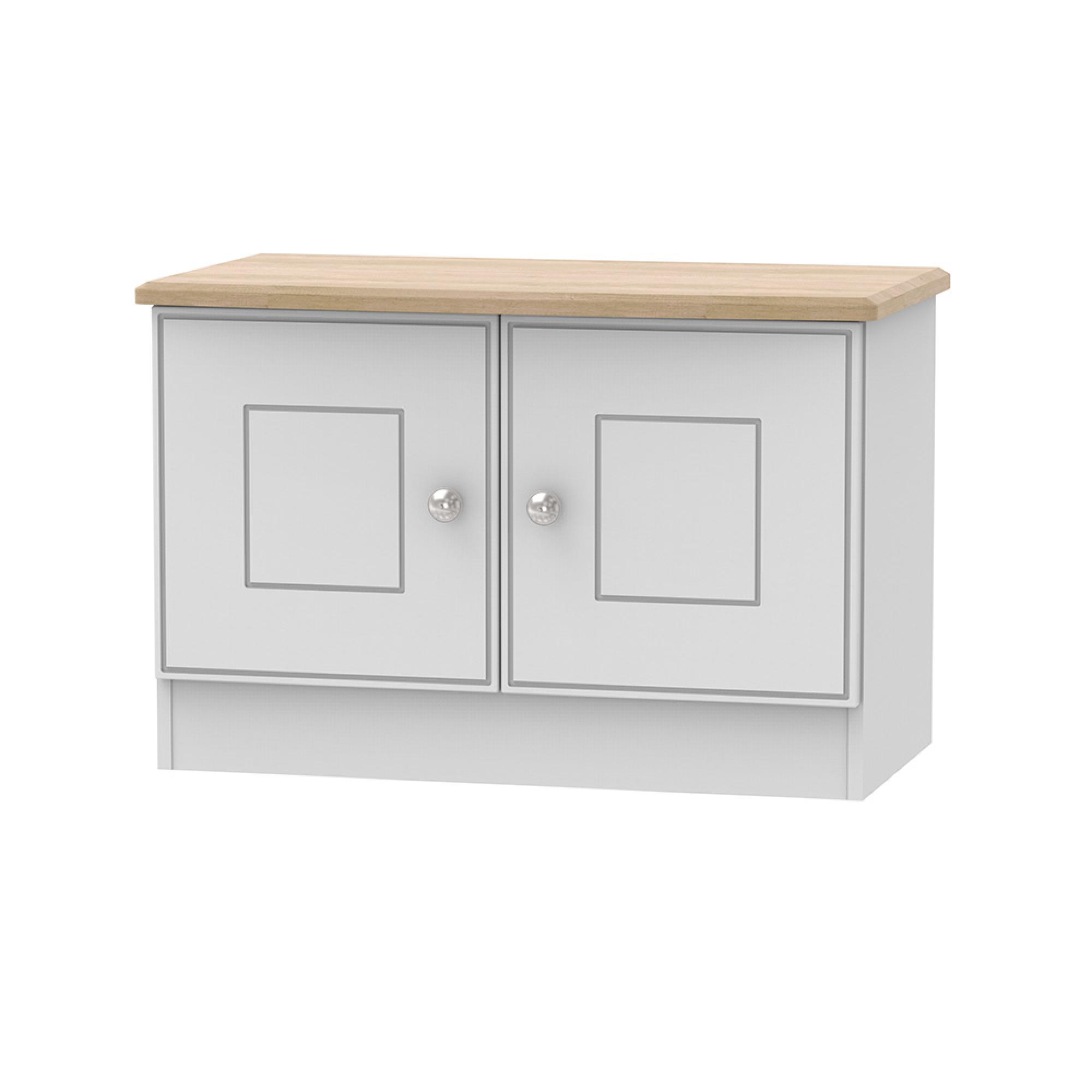 Victoria Low Cabinet - 2 Door - Grey and Riviera Oak