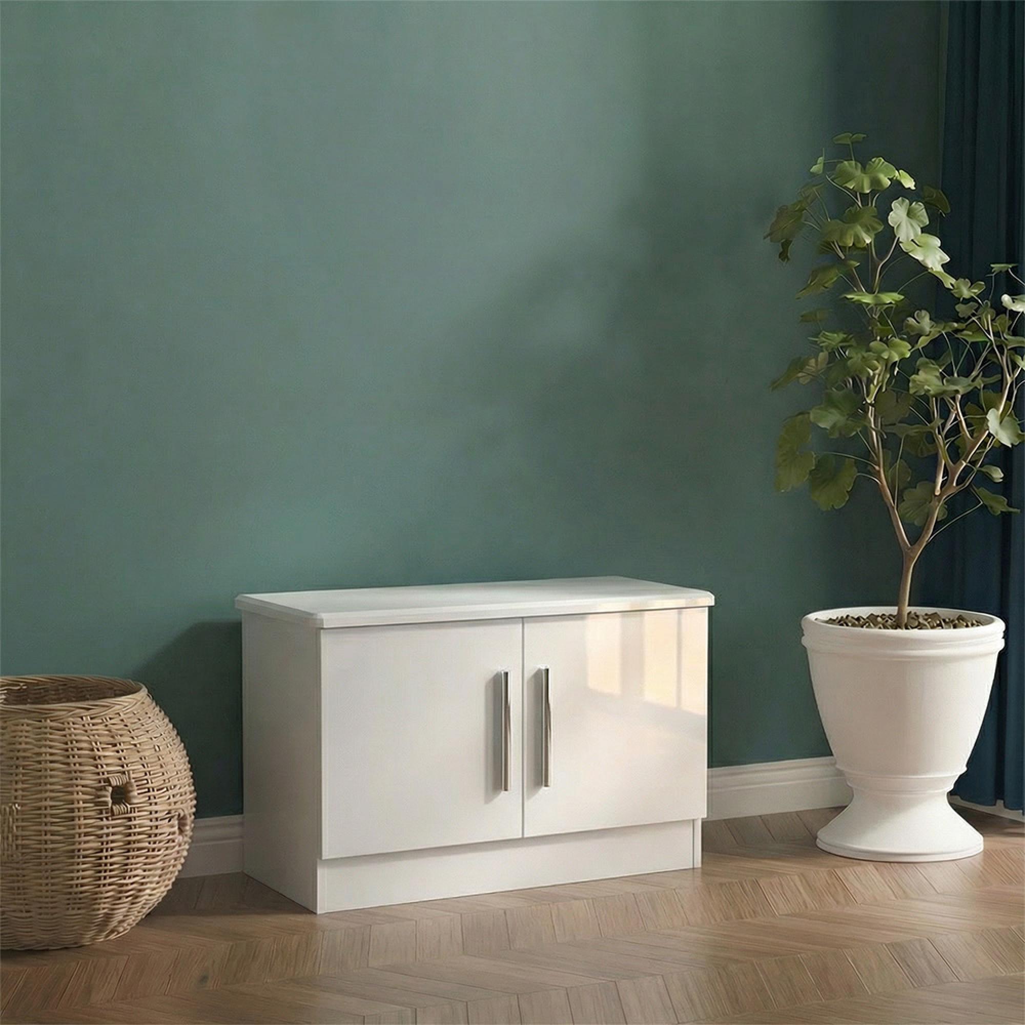 Knightsbridge Cabinet - 2 Door - Low - White Gloss