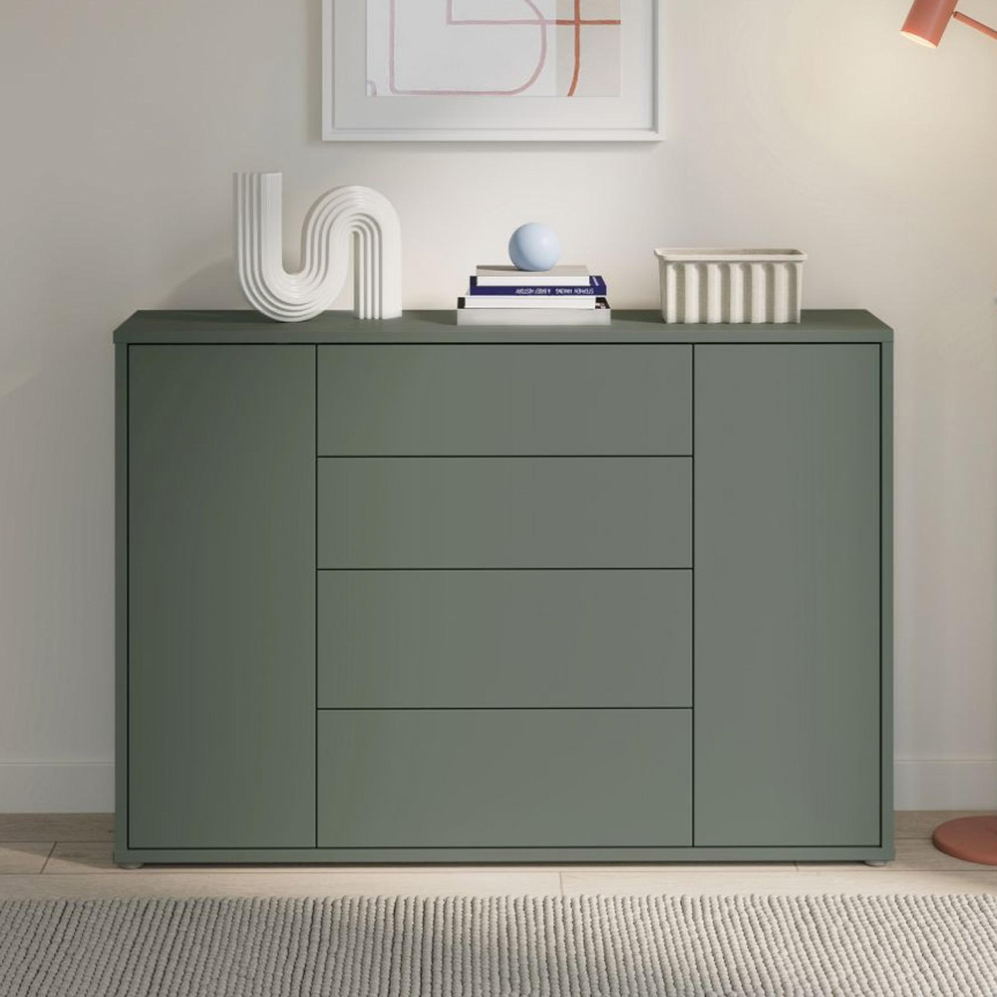 Alice Springs Hall Cabinet - 2 Door - 4 Drawer - Wide - Sage Green