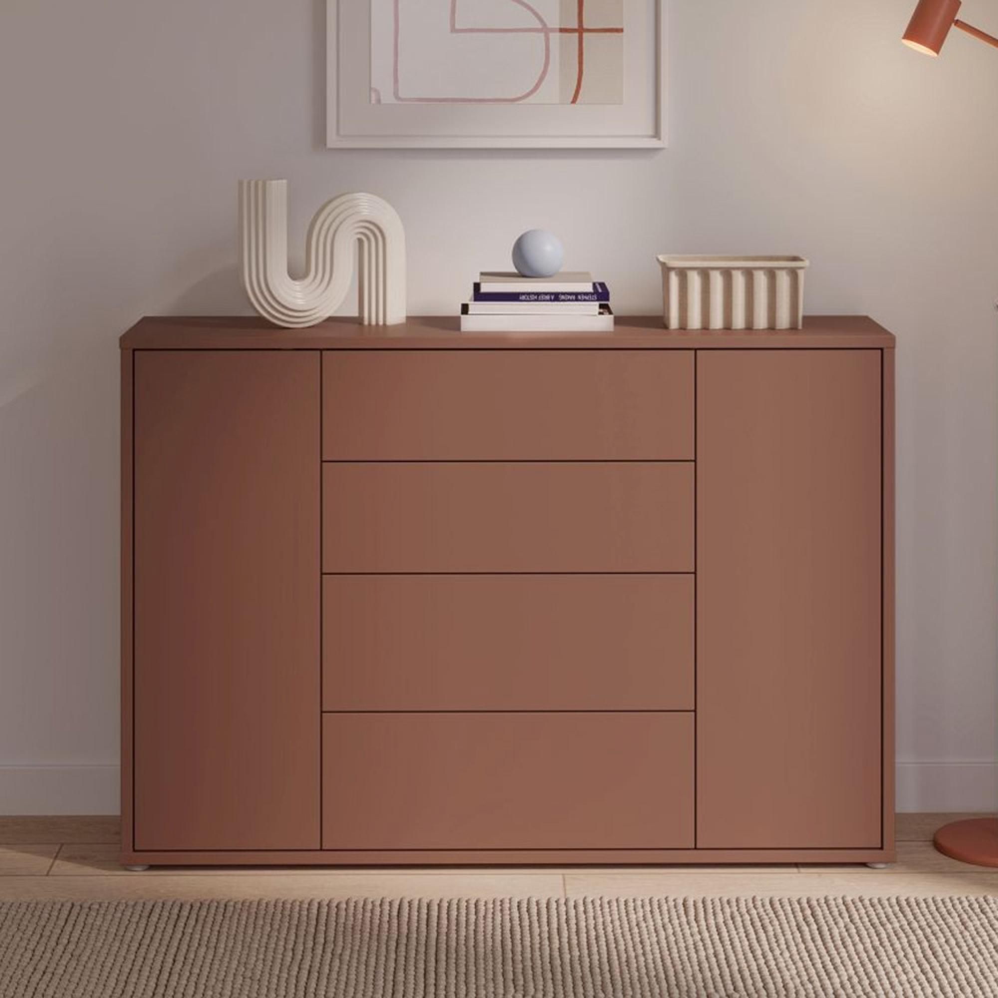 Alice Springs Hall Cabinet - 2 Door - 4 Drawer - Wide - Terracotta