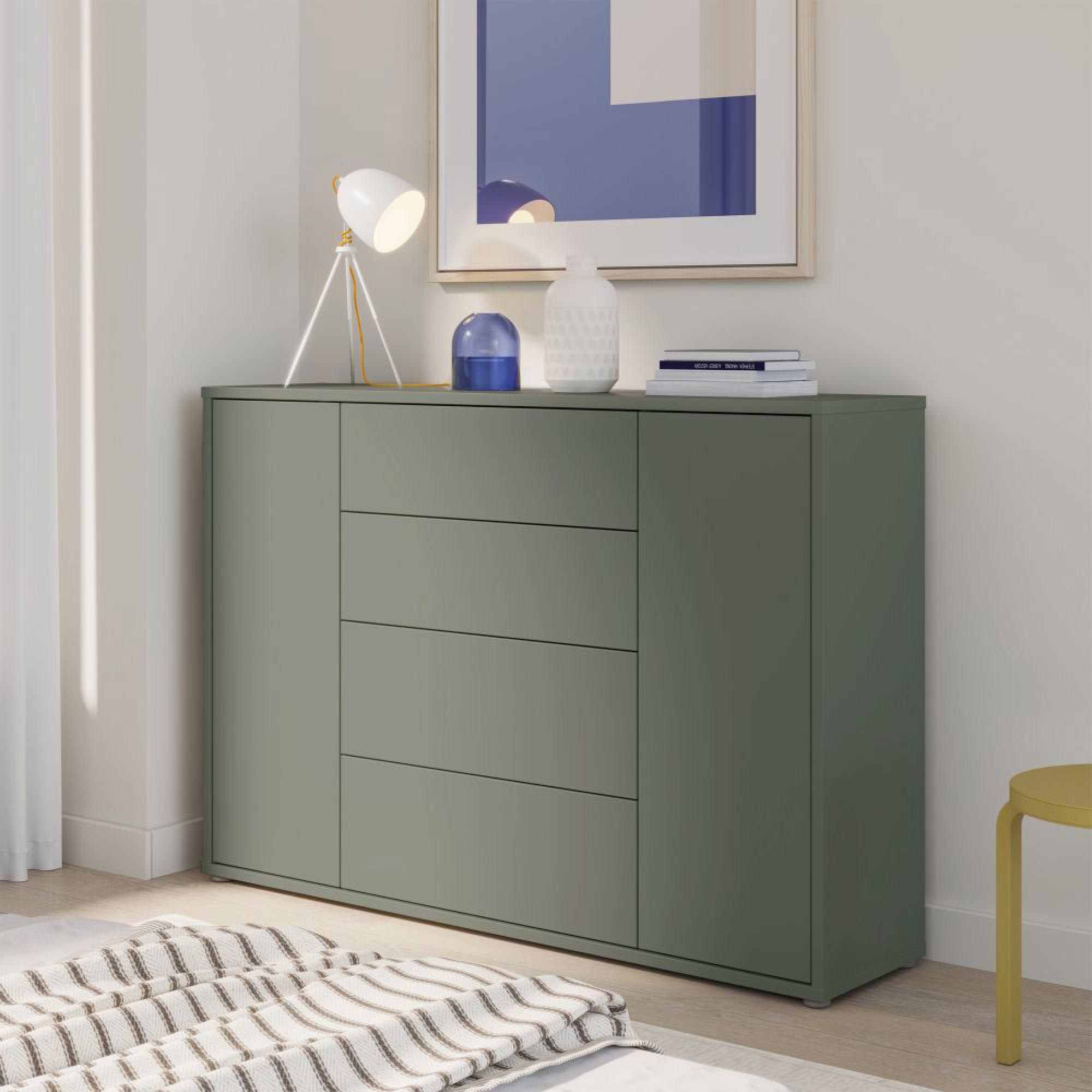 Alice Springs Hall Cabinet - 2 Door - 4 Drawer - Wide - Sage Green