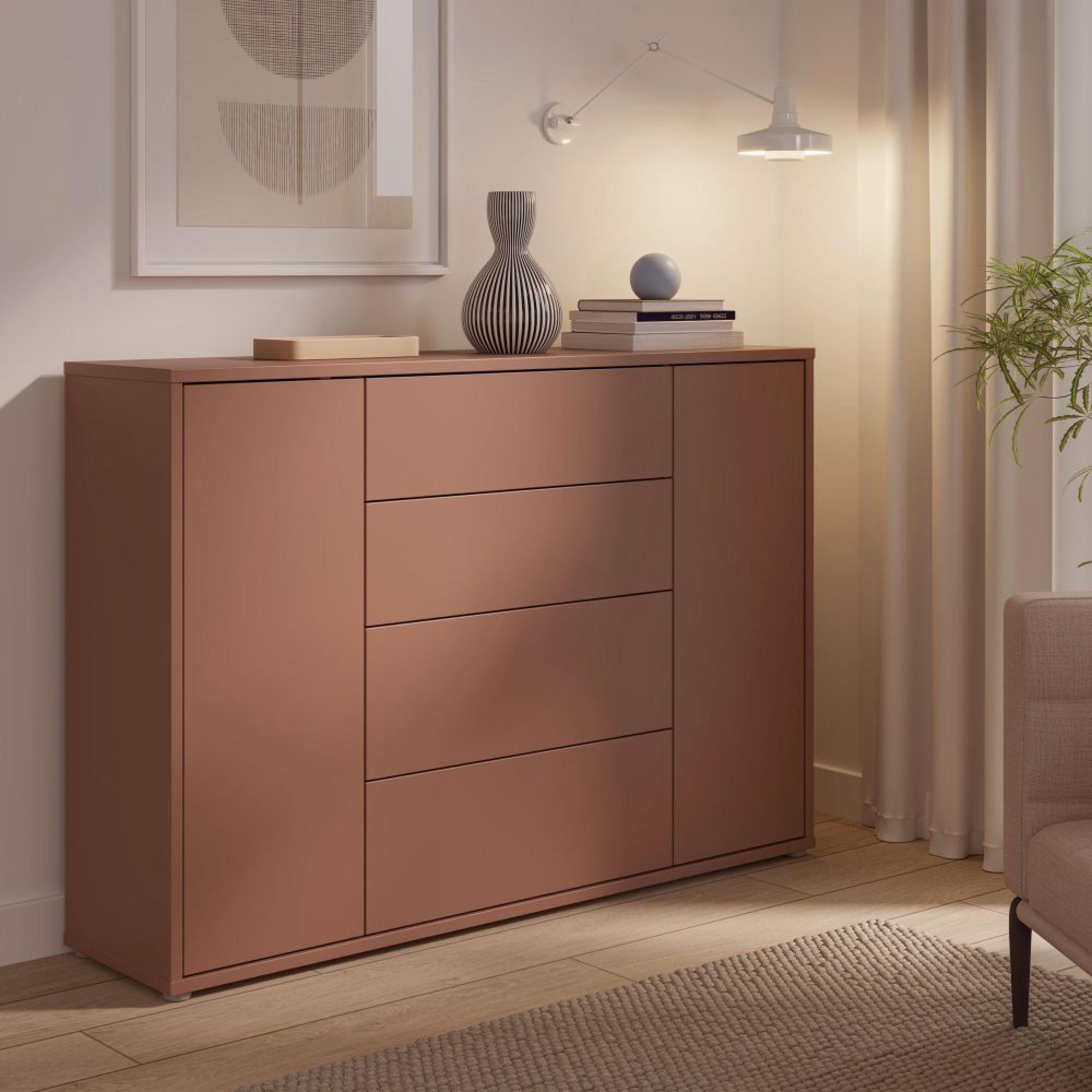 Alice Springs Hall Cabinet - 2 Door - 4 Drawer - Wide - Terracotta