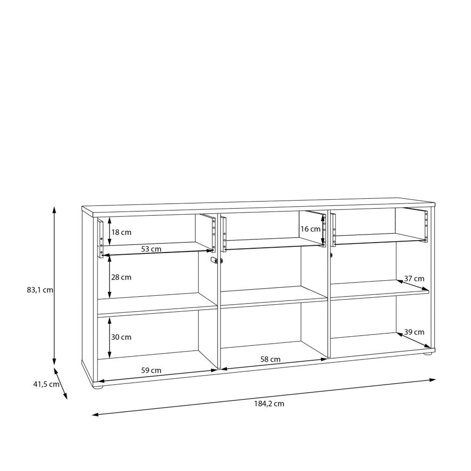 Alice Springs Hall Cabinet - 3 Door - 3 Drawer - Sand