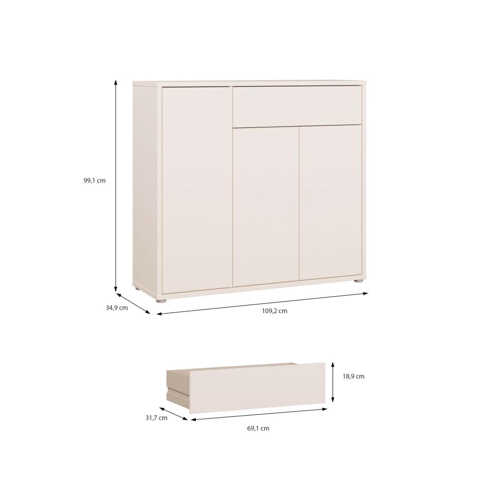 Alice Springs Storage Cabinet - 3 Door - 1 Drawer - Sand