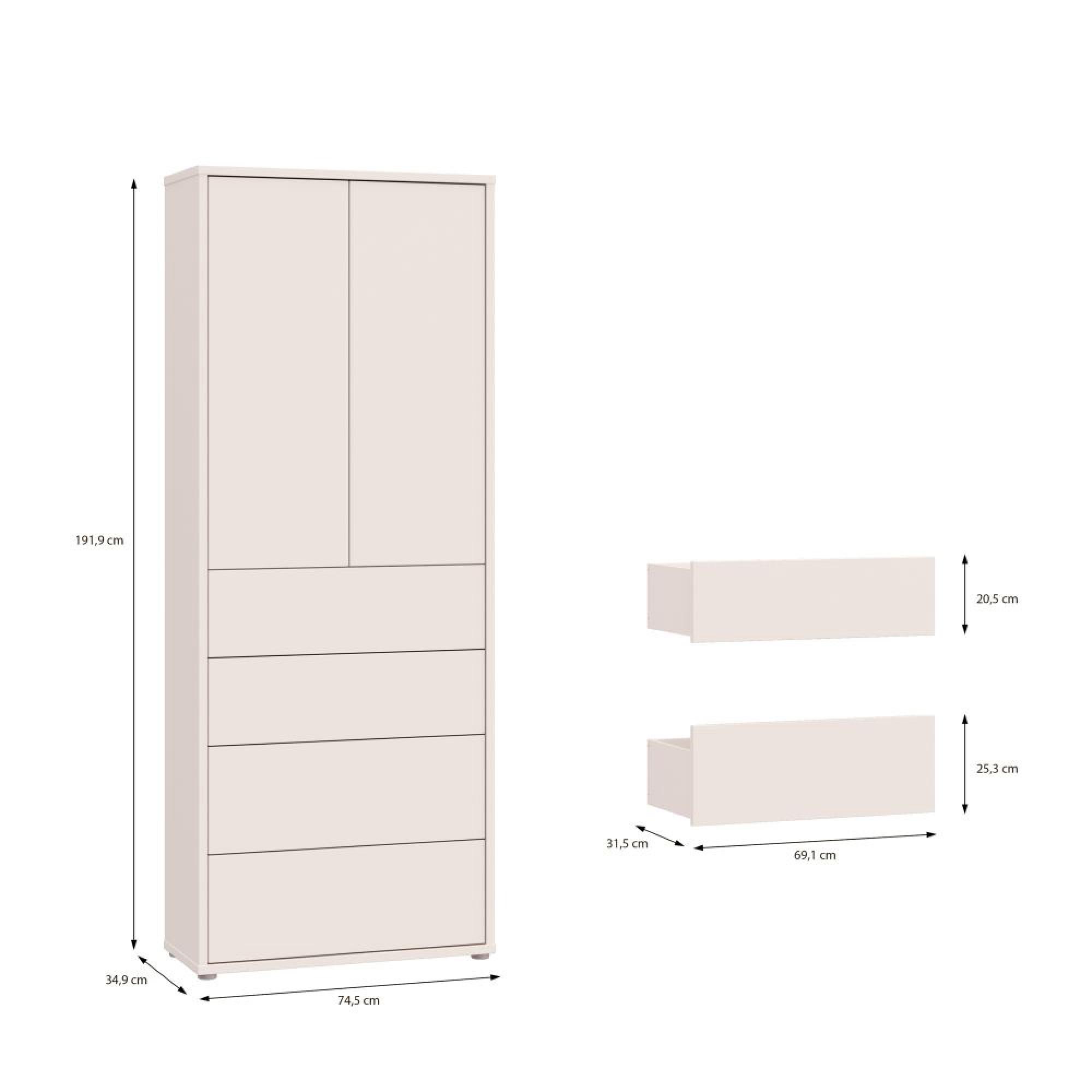 Alice Springs Storage Cabinet - 2 Door - 4 Drawer - Tall - Sand
