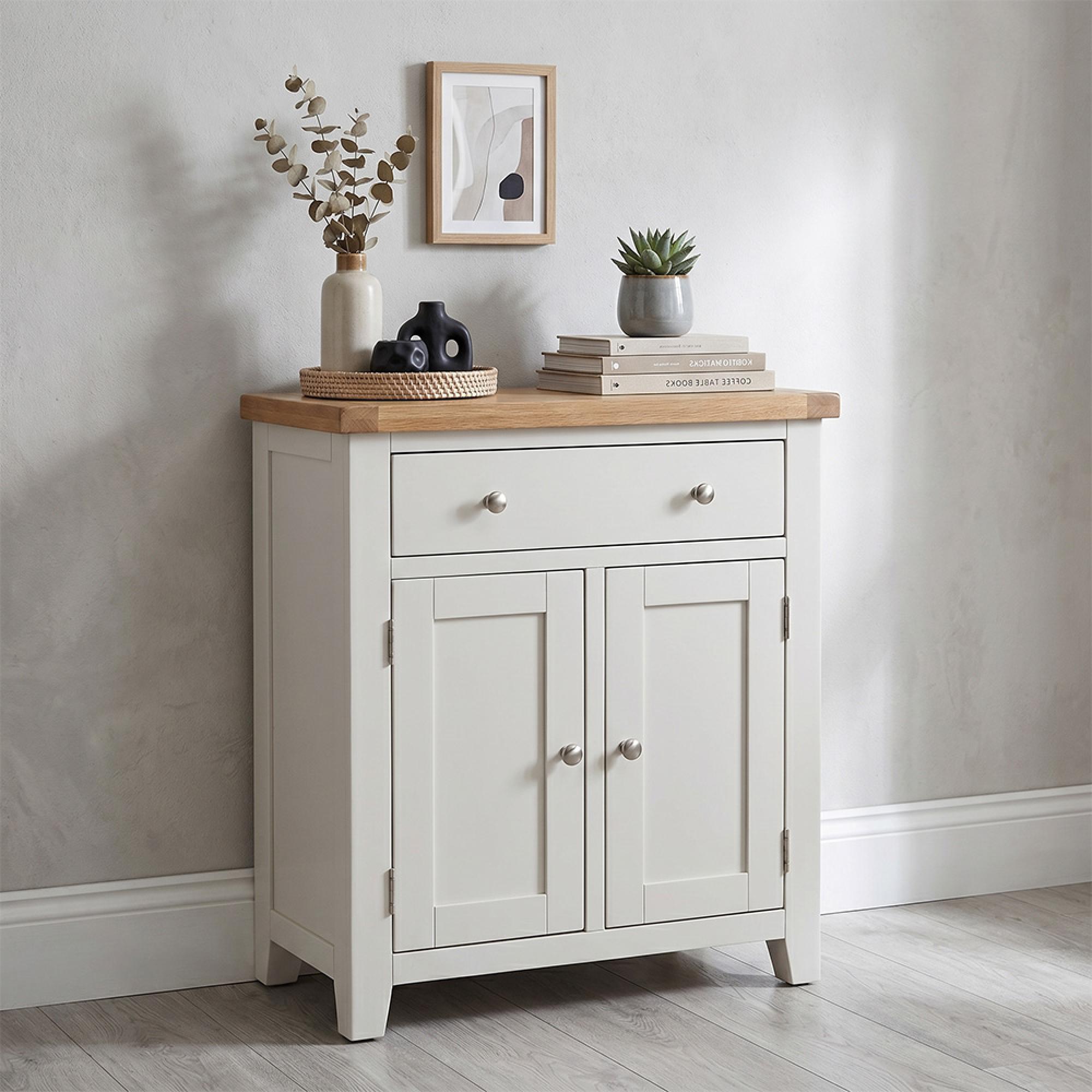 Melbourne Hall Cabinet - 2 Door - White and Wood