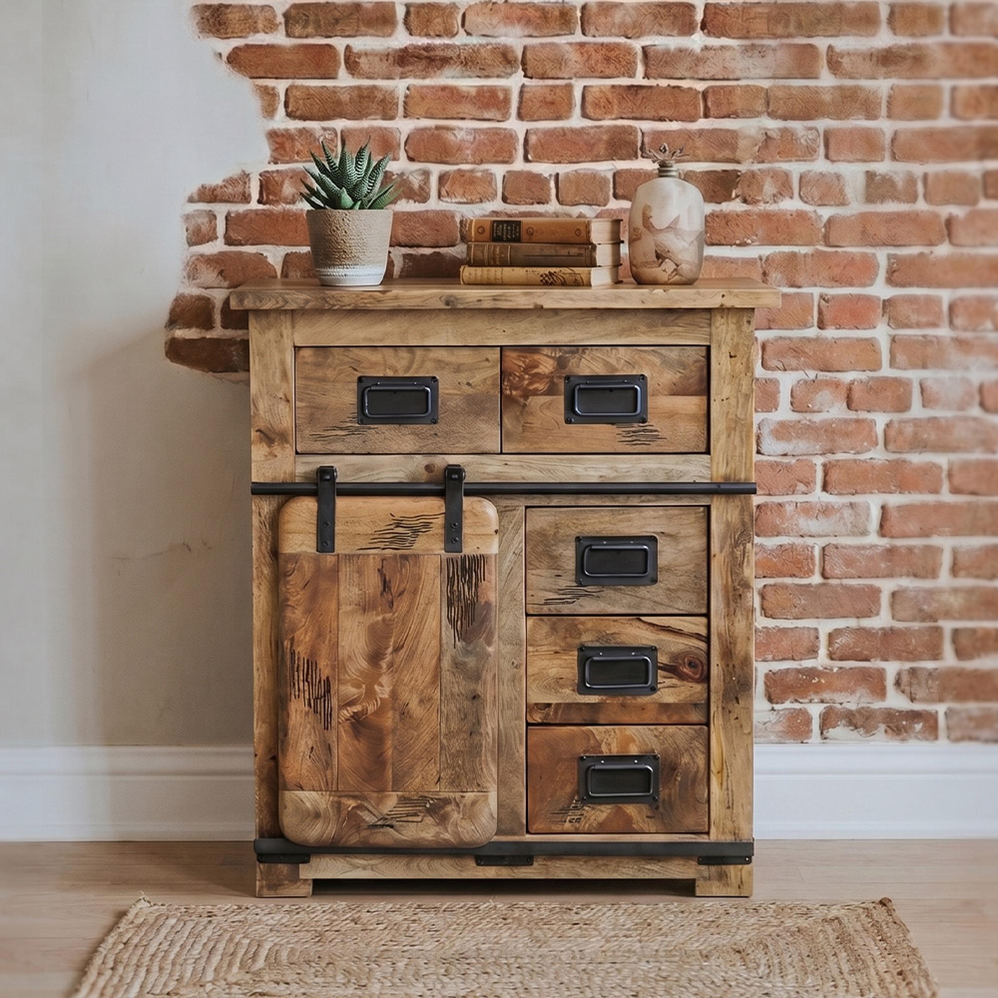 Raipur Works Hall Cabinet - Industrial Style Wooden
