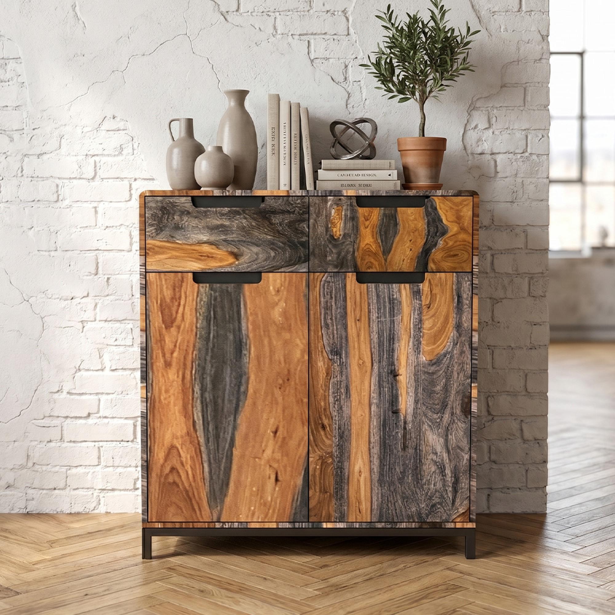 Goa Hall Cabinet - 2 Door - Dark Sheesham Wood