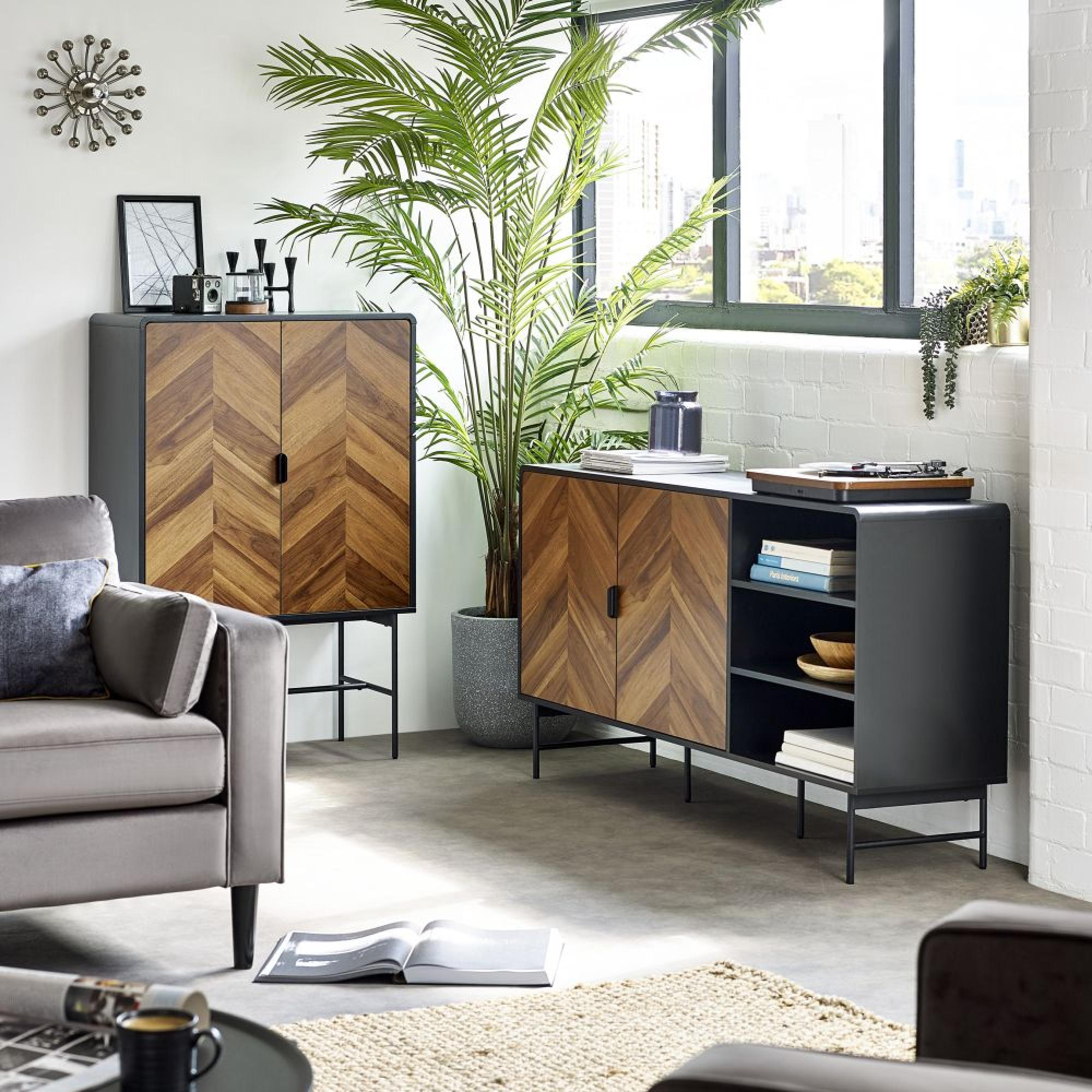 Alvin Chevron Wood Effect Hall Cabinet - 2 Door