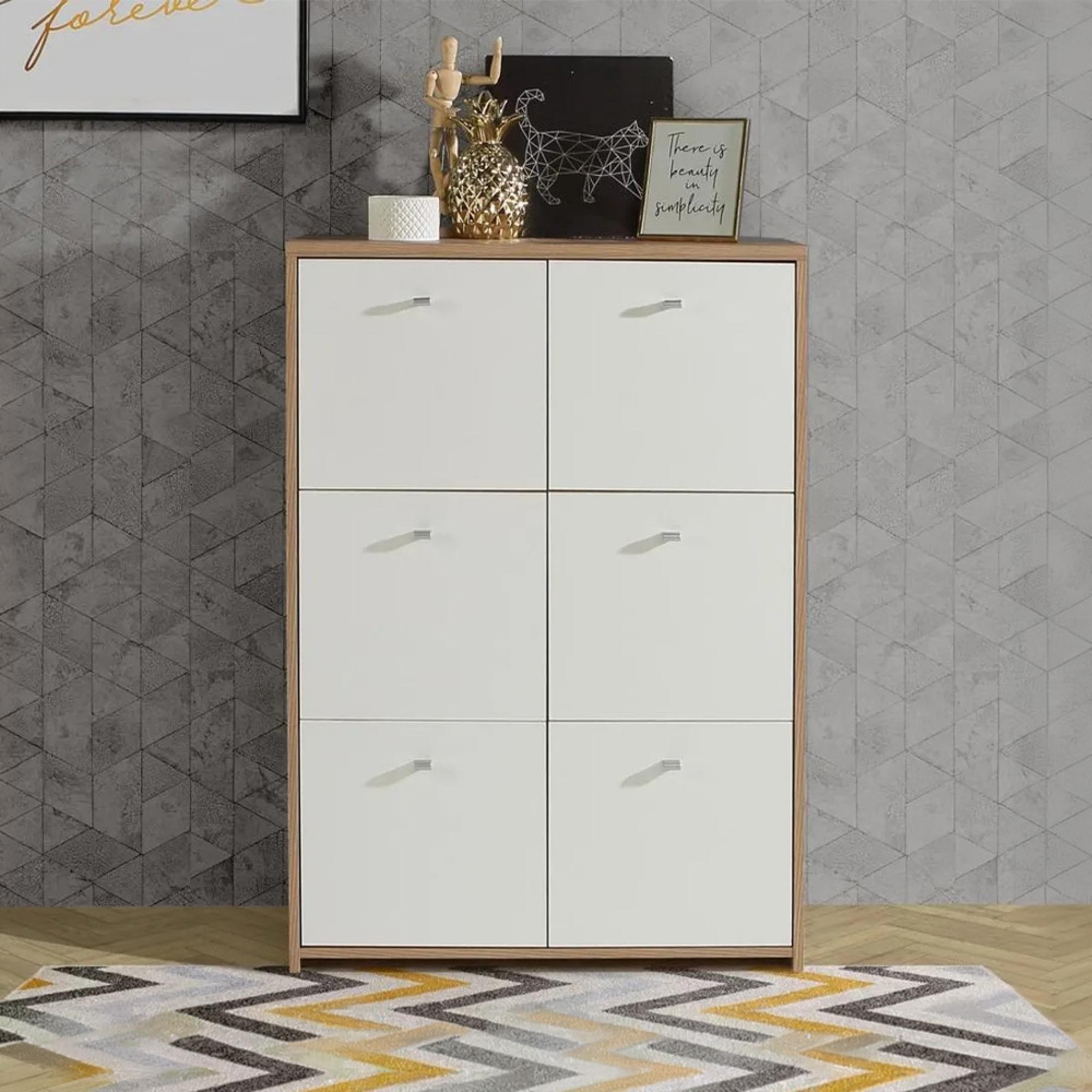 Best Hall Cabinet - 6 Door - Oak and White
