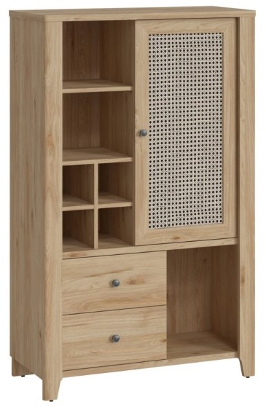 Cestino Oak and Rattan Effect Cabinet