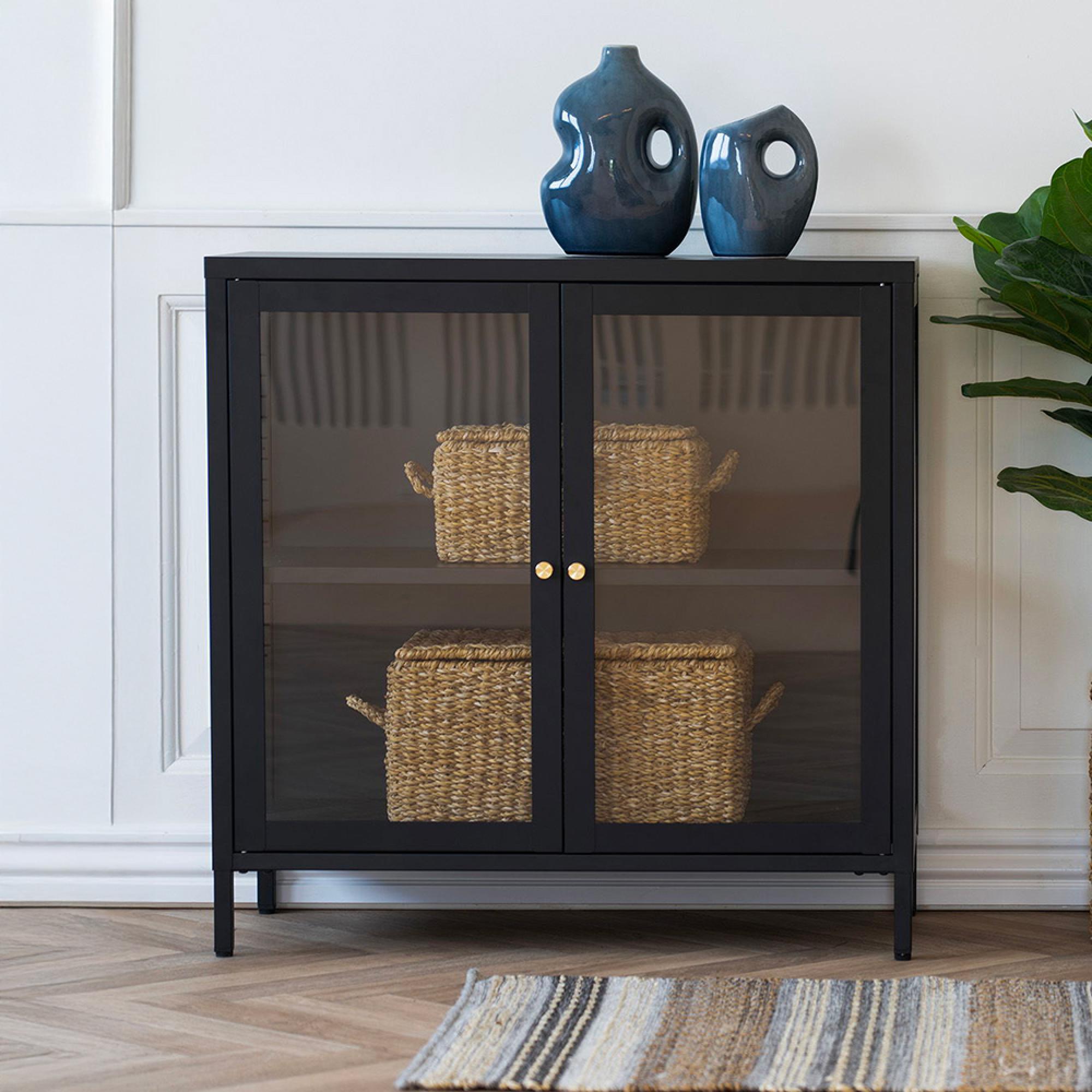 Dalby Cabinet - 2 Door - Metal - Black