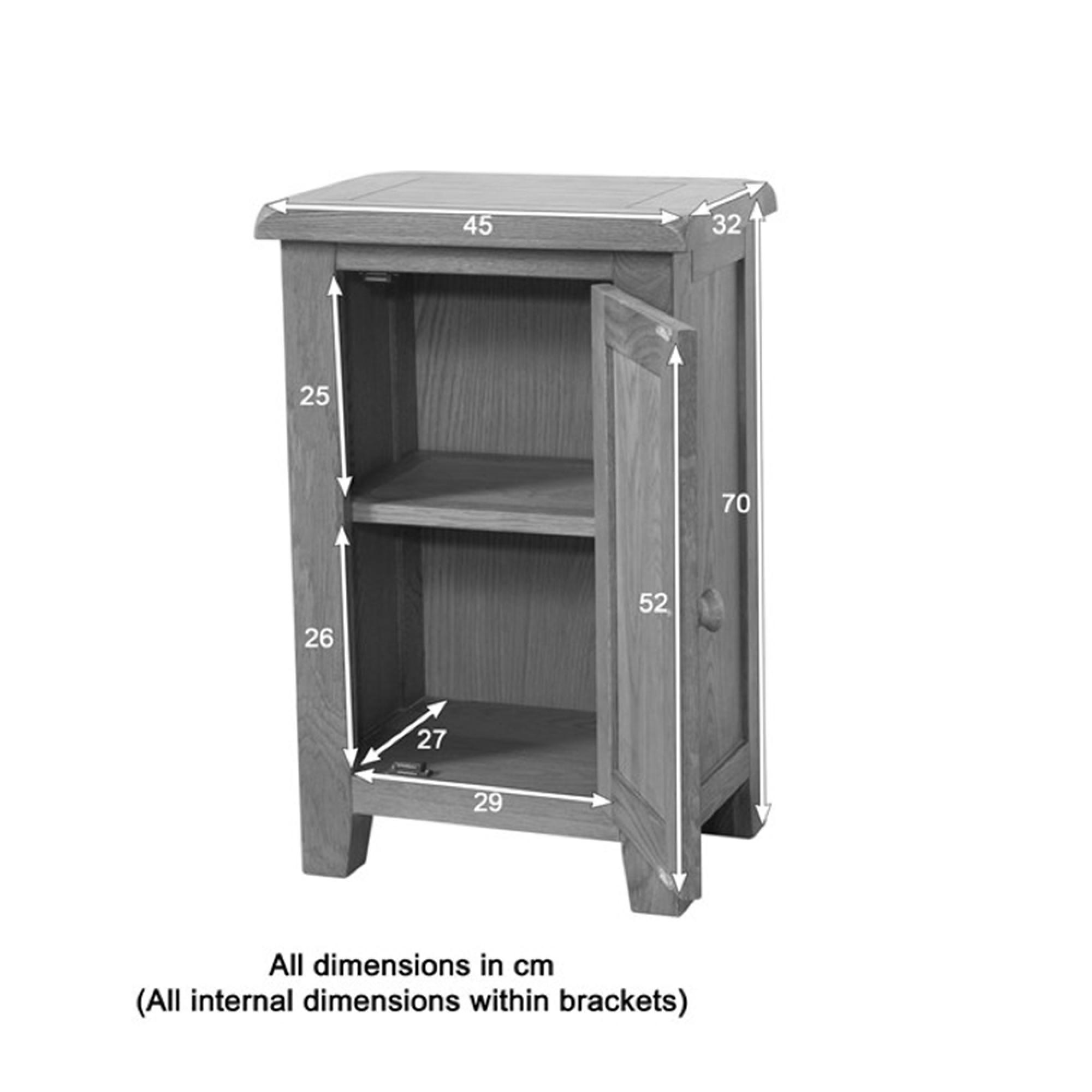 Dorset Hall Cabinet - 1 Door - Compact - Oak