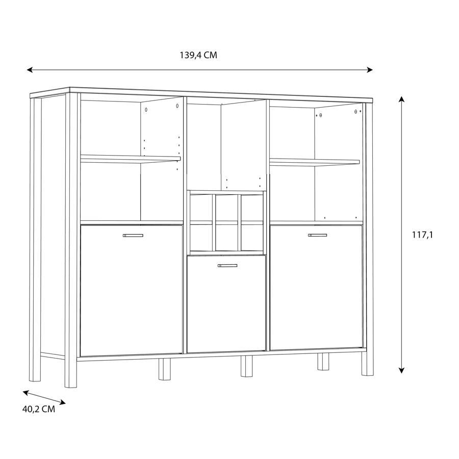 High Rock Cabinet - 3 Door - Oak