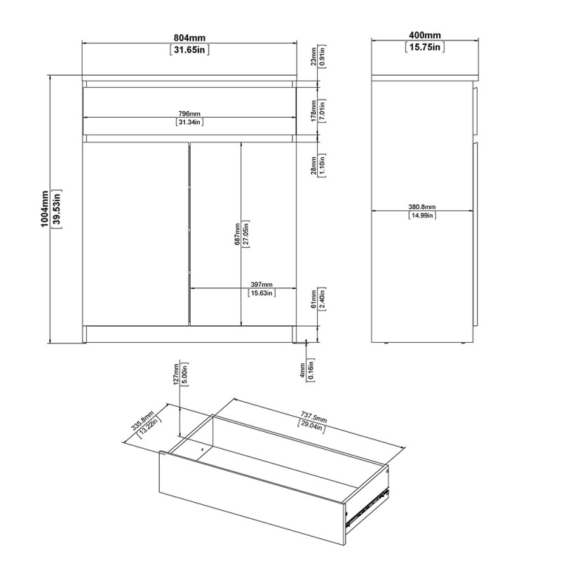 Naia Cabinet - 2 Door - Black