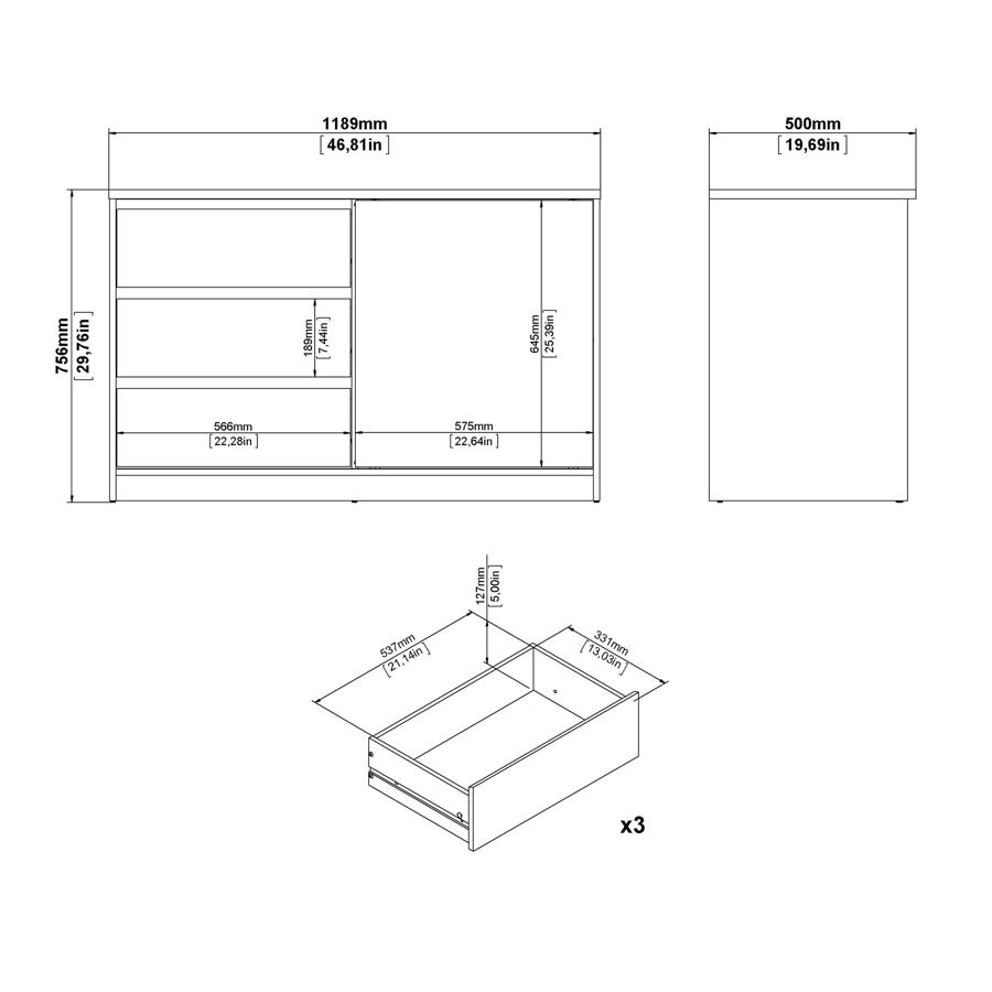 Naia Cabinet - Sliding Door - White Gloss