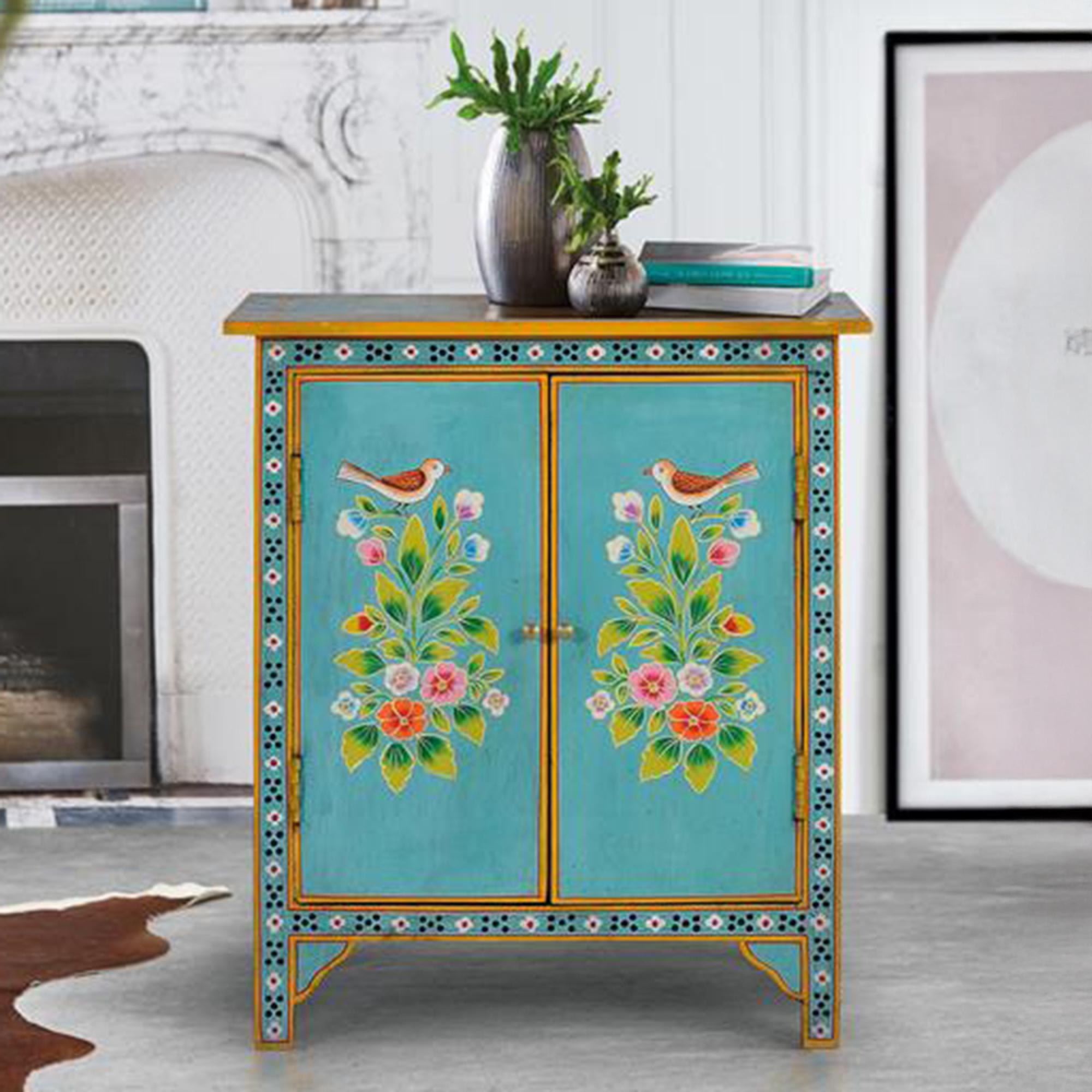 Peletier Hall Cabinet - Mango Wood - Painted - 2 Door