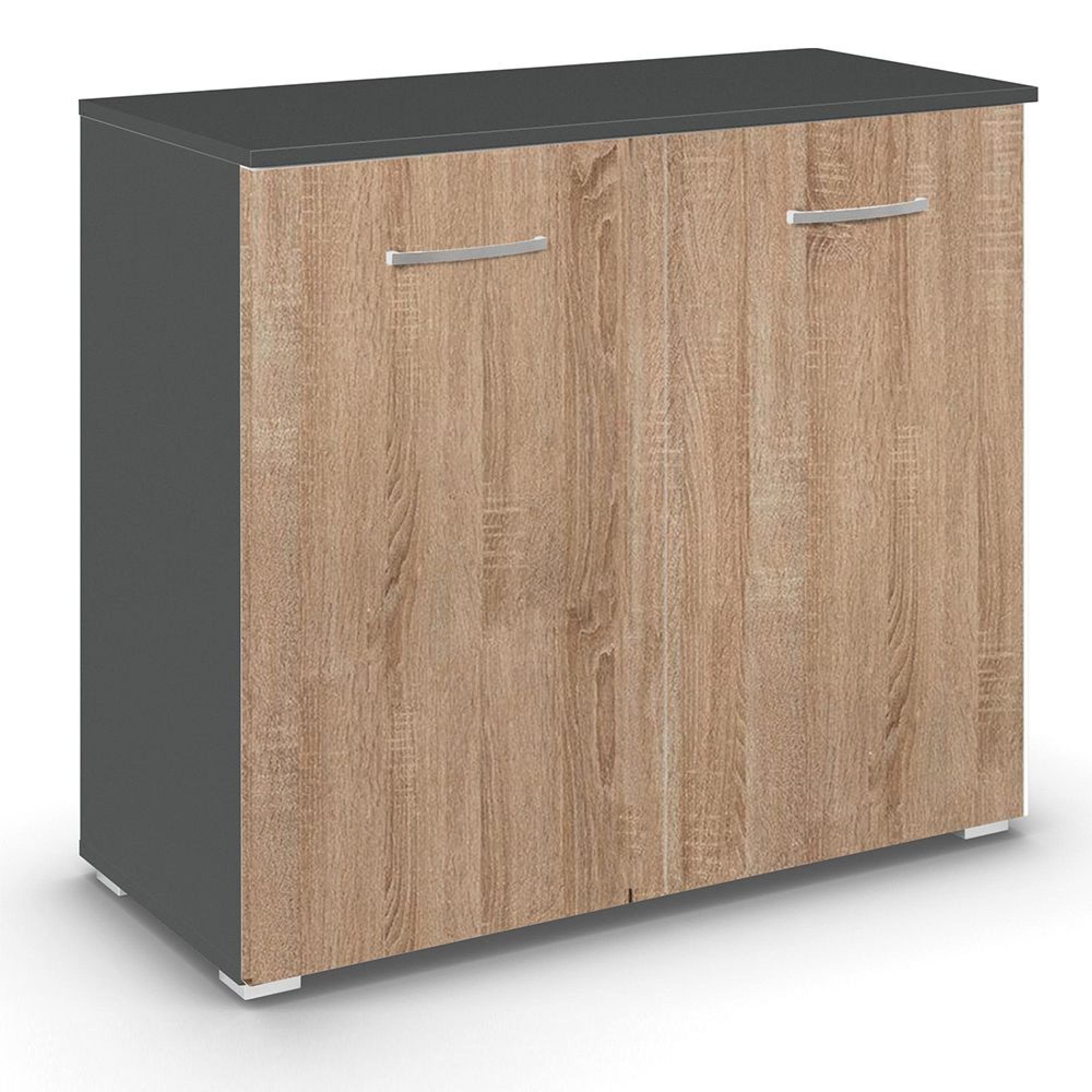 Rauch Aditio 2 Door Cupboard - Metallic Dark Grey and Sonoma Oak