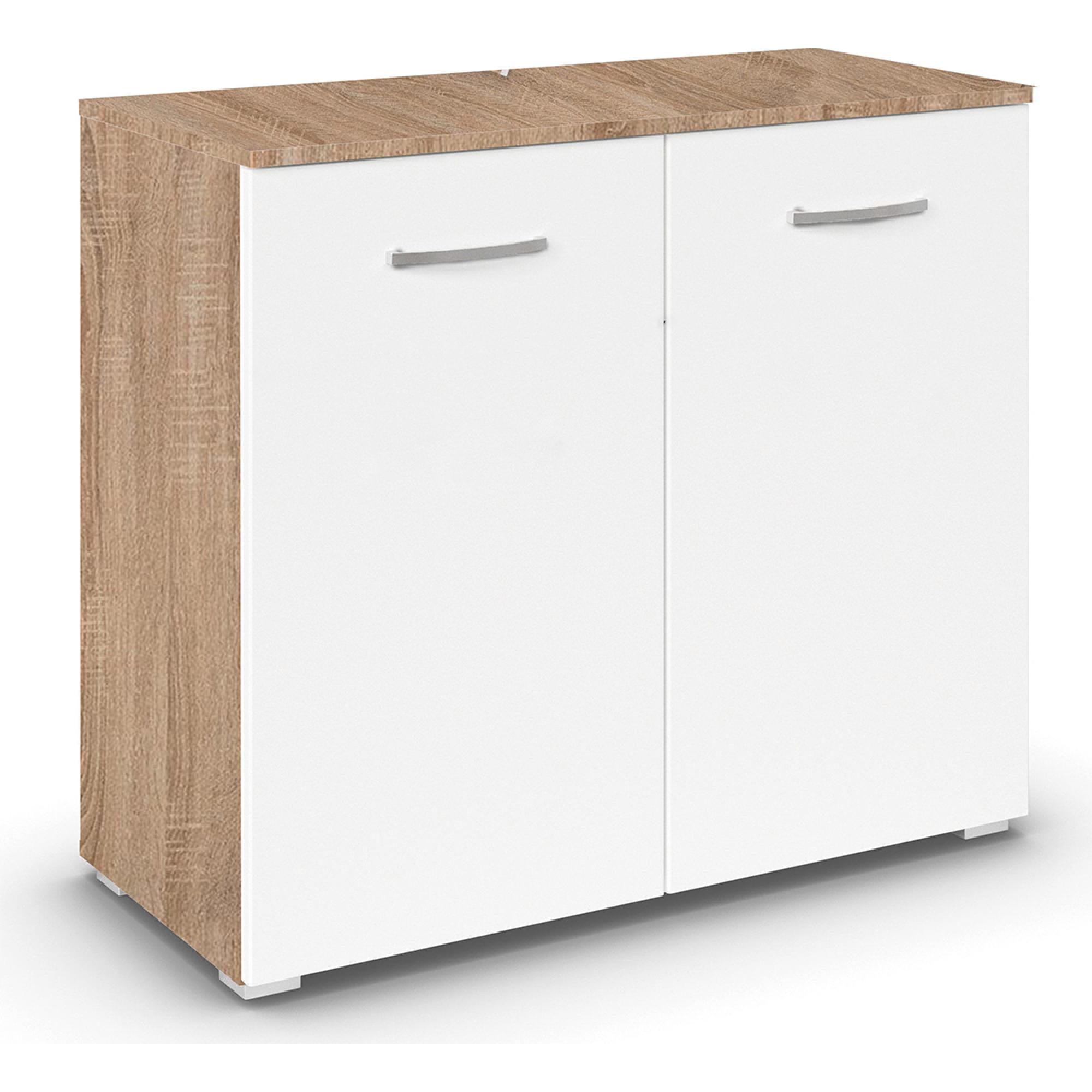 Rauch Aditio 2 Door Cupboard - Sonoma Oak and Alpine White