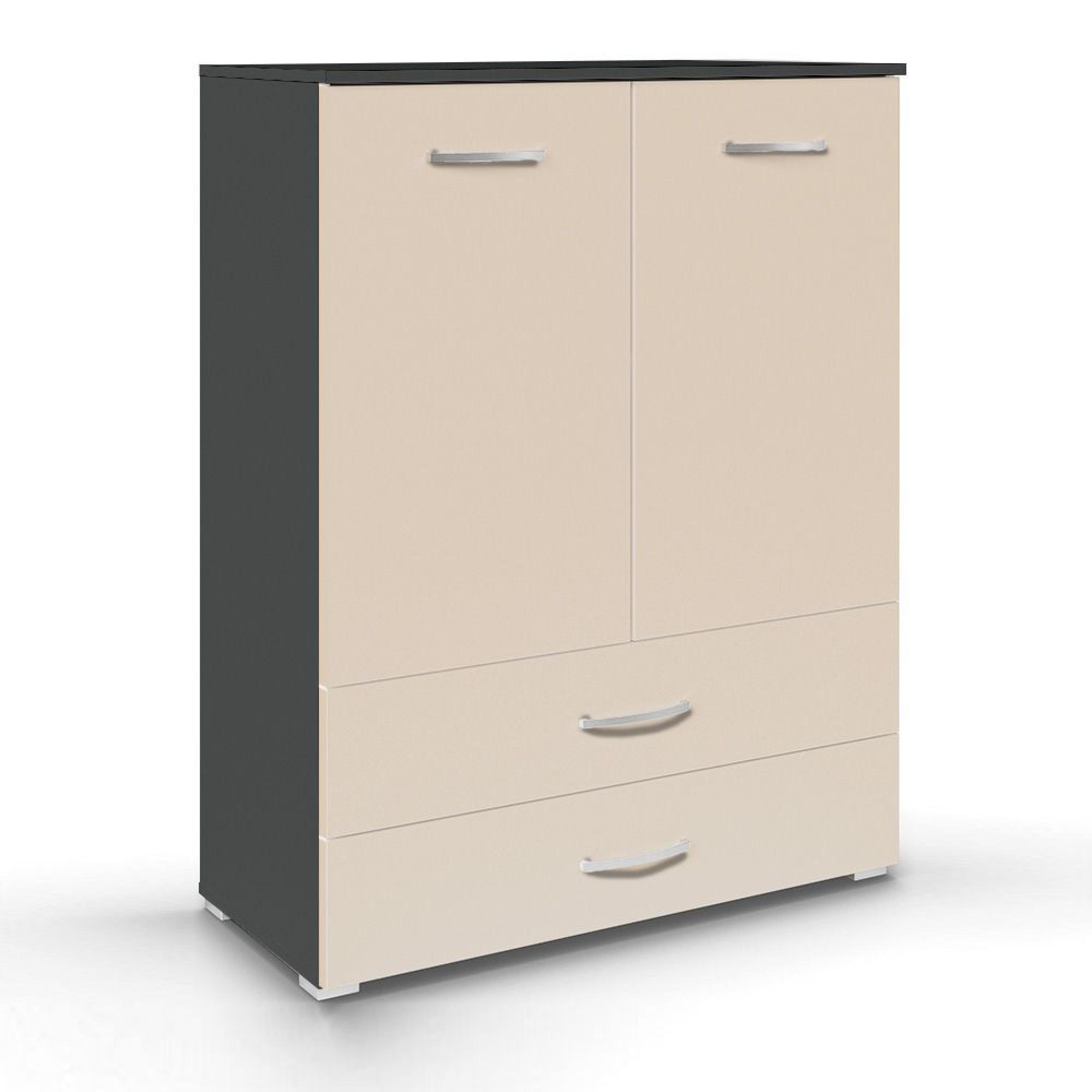 Rauch Aditio 2 Door Cupboard with 2 Bottom Drawer - Metallic Dark Grey and Champagne