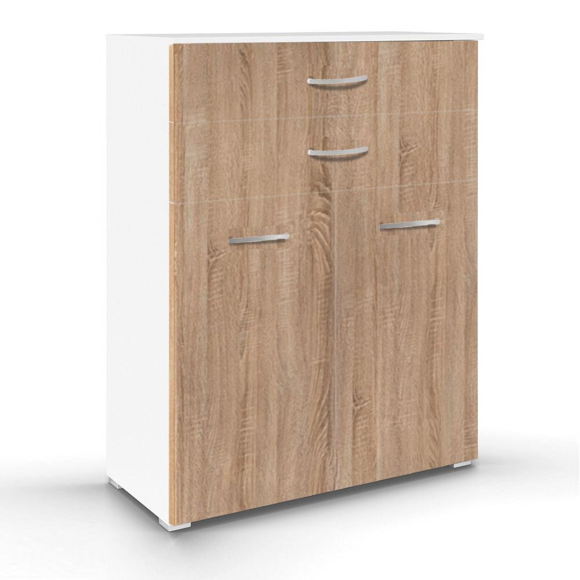 Rauch Aditio 2 Door Cupboard with 2 Top Drawer - Alpine White and Sonoma Oak