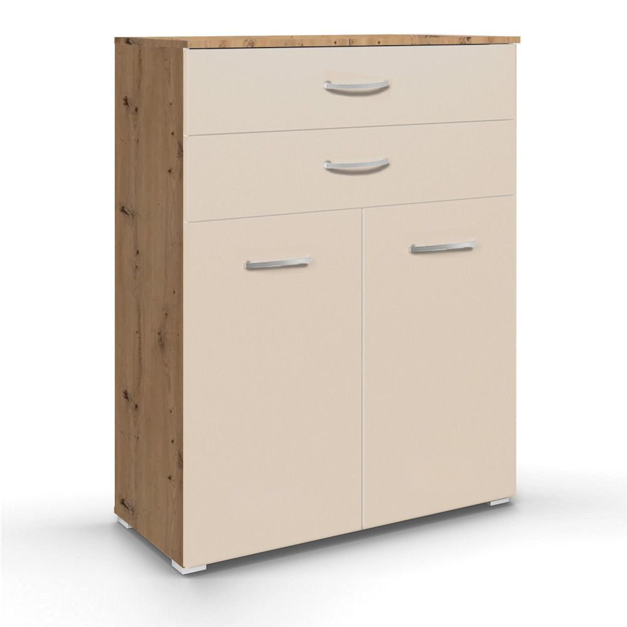 Rauch Aditio 2 Door Cupboard with 2 Top Drawer - Artisan Oak and Champagne