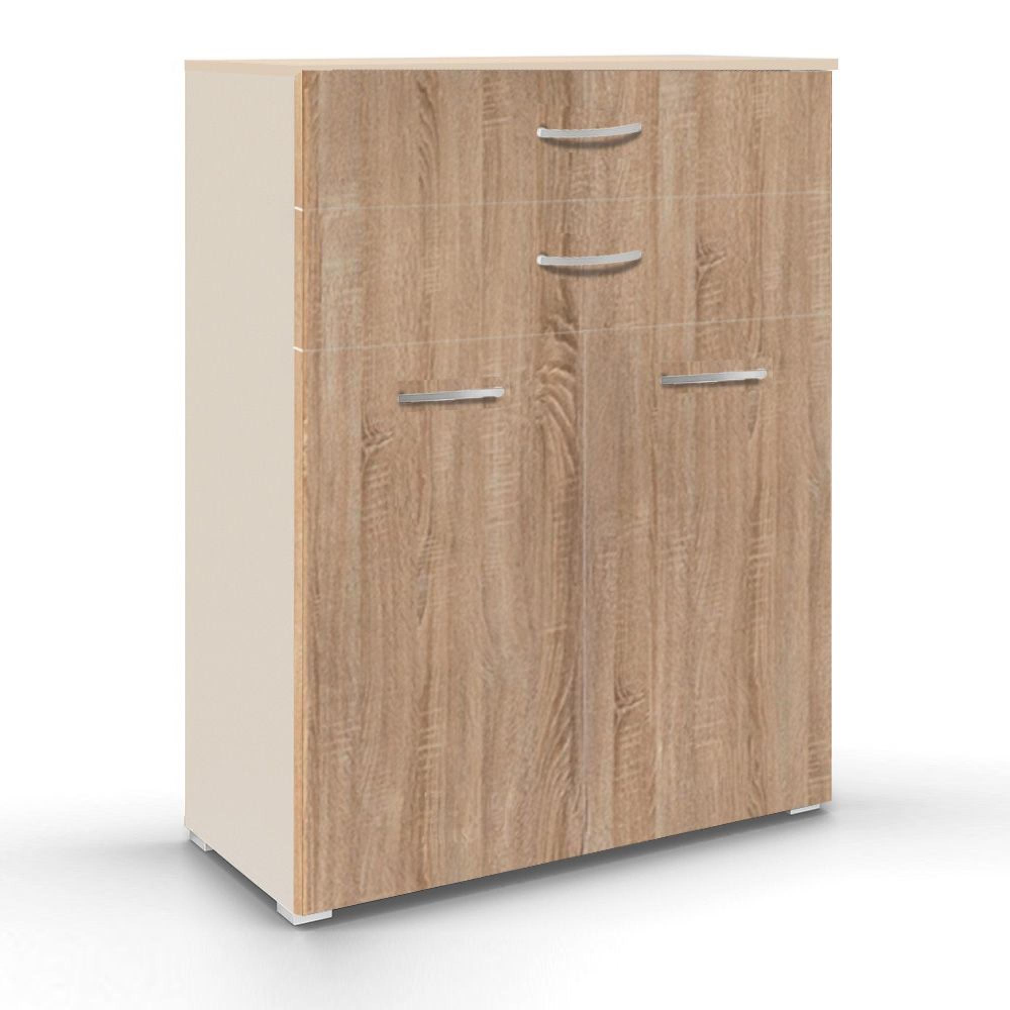 Rauch Aditio 2 Door Cupboard with 2 Top Drawer - Champagne and Sonoma Oak